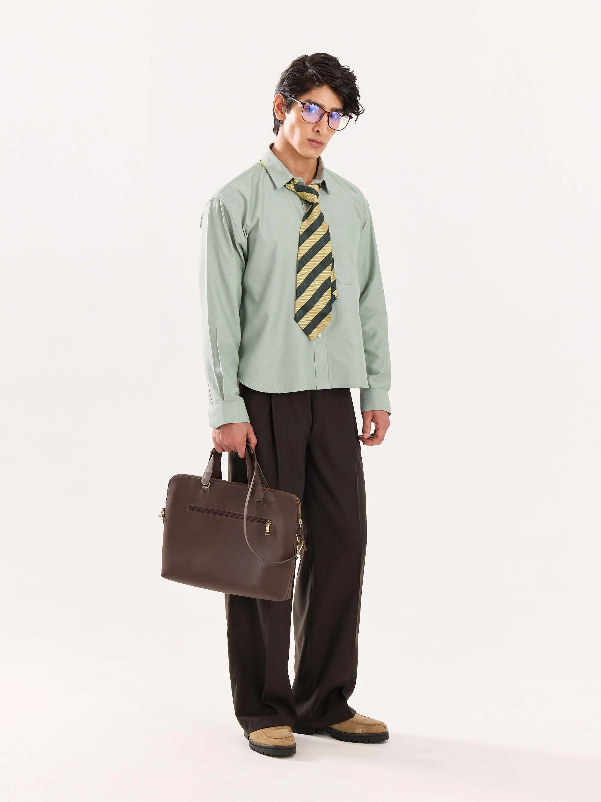 Green Oversized Cropped Shirt - Image 7