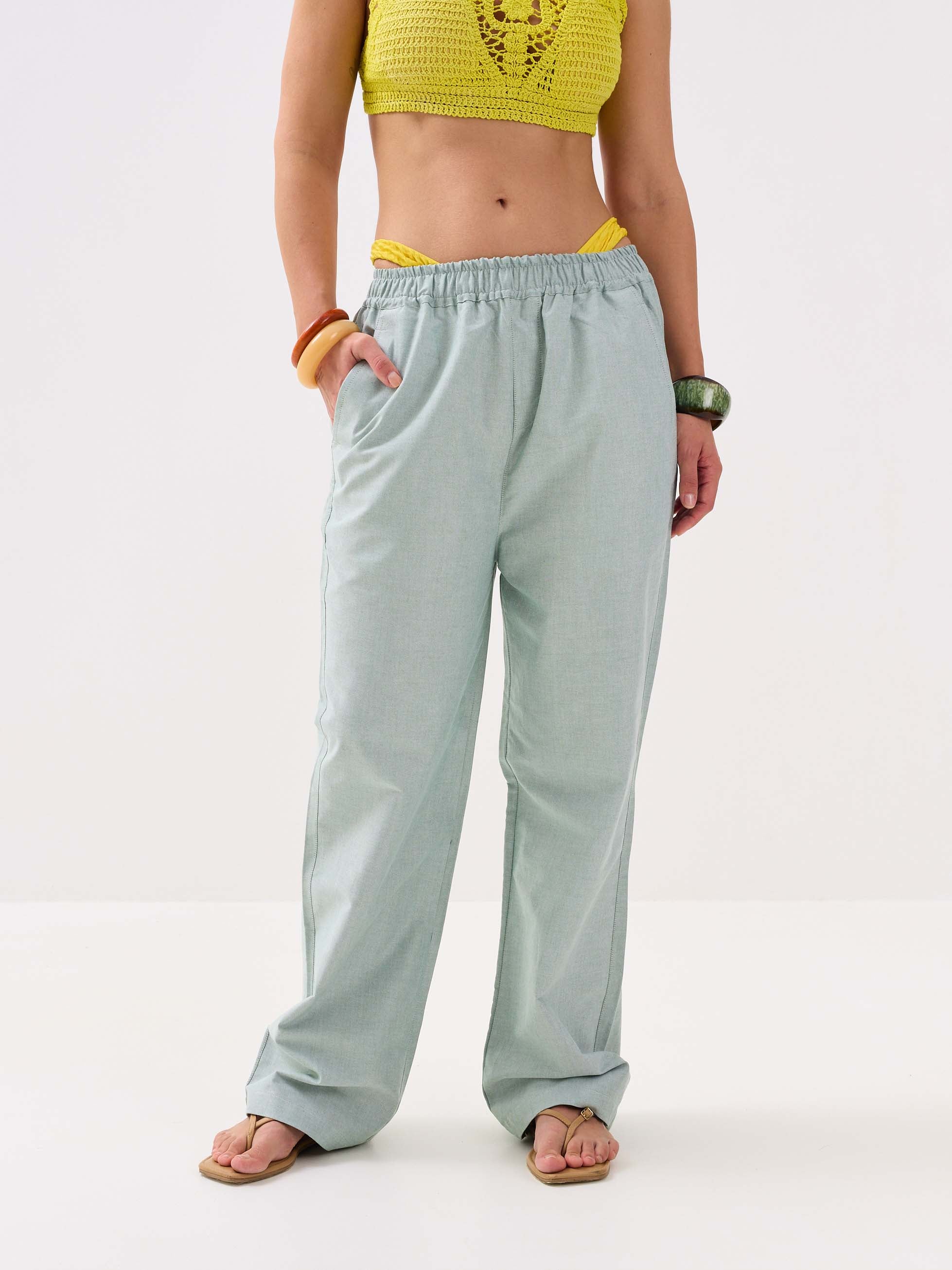 Green Oxford Pull-on Pants - Image 4