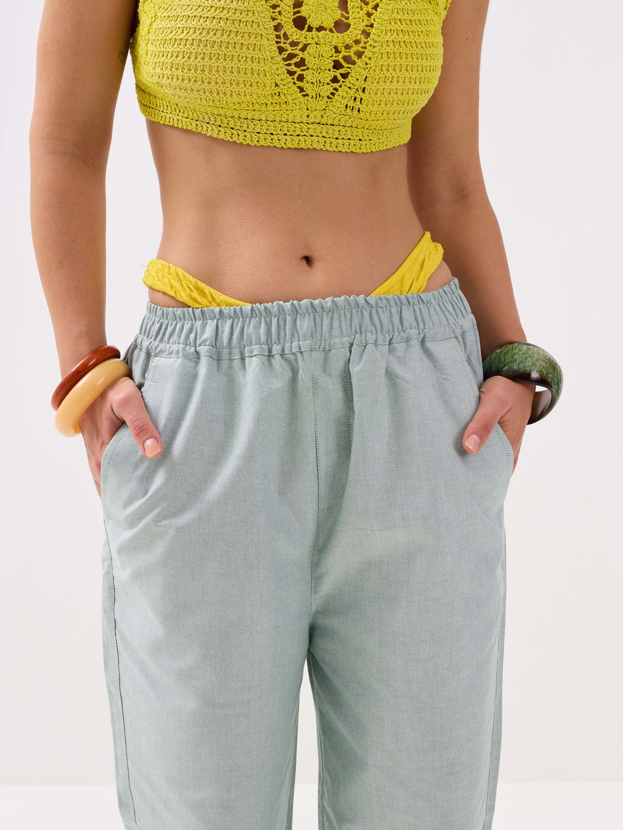 Green Oxford Pull-on Pants - Image 5