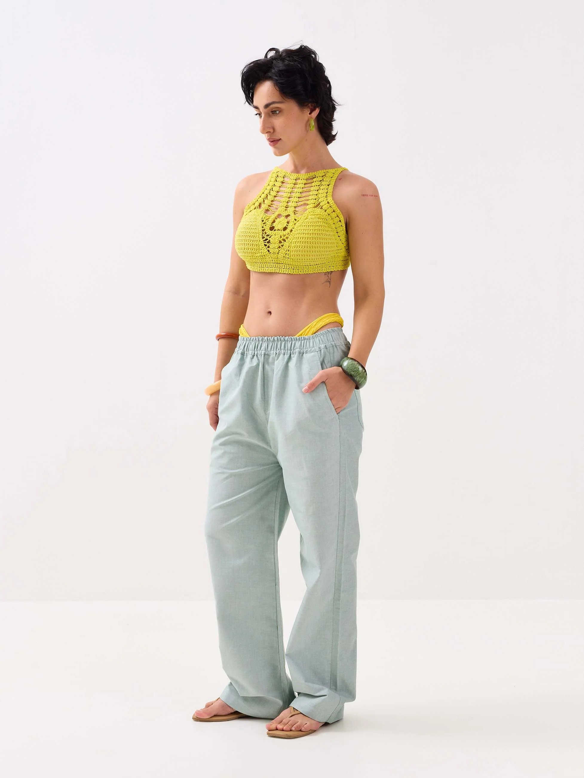 Green Oxford Pull-on Pants - Image 6
