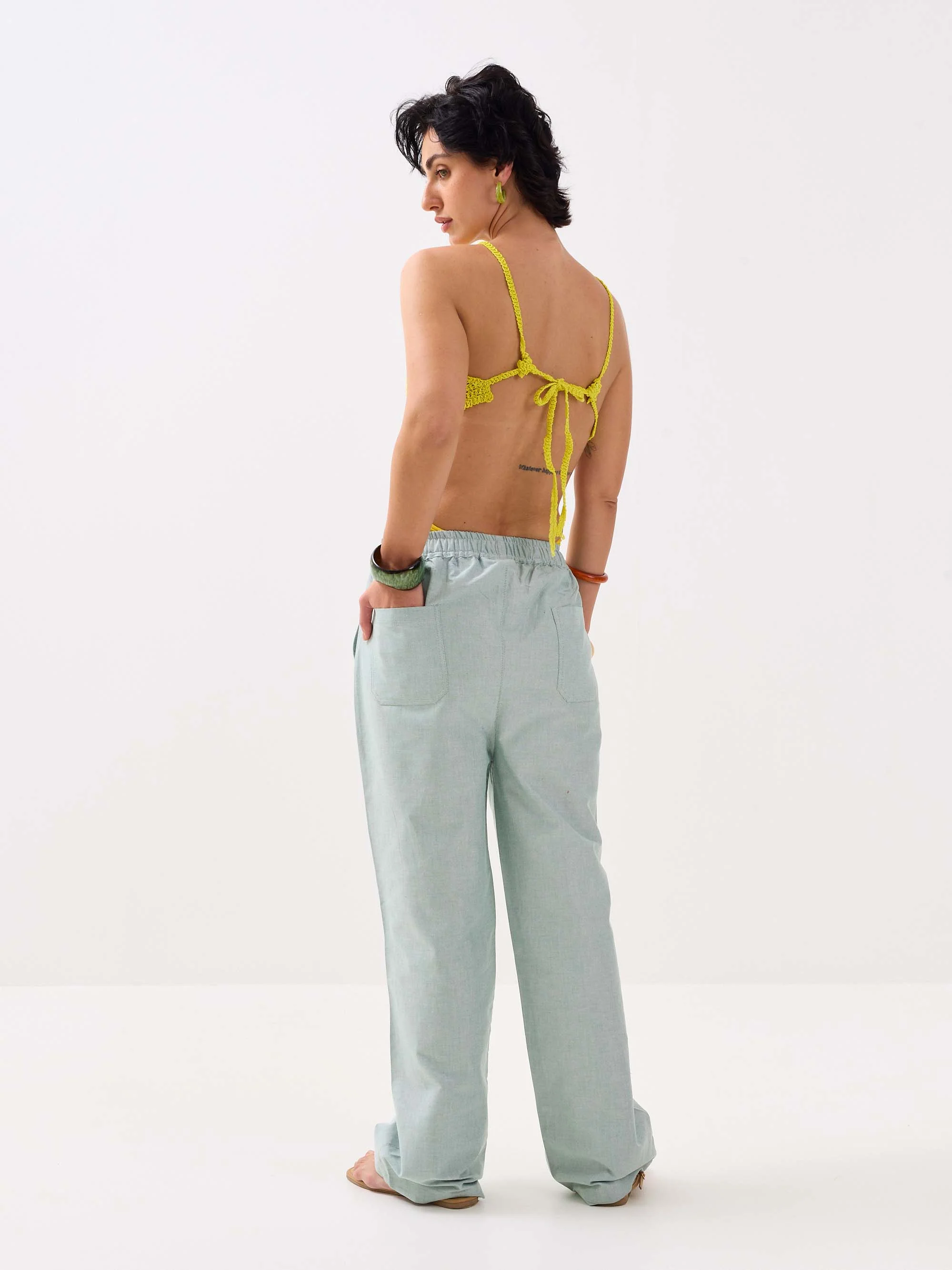 Green Oxford Pull-on Pants - Image 8