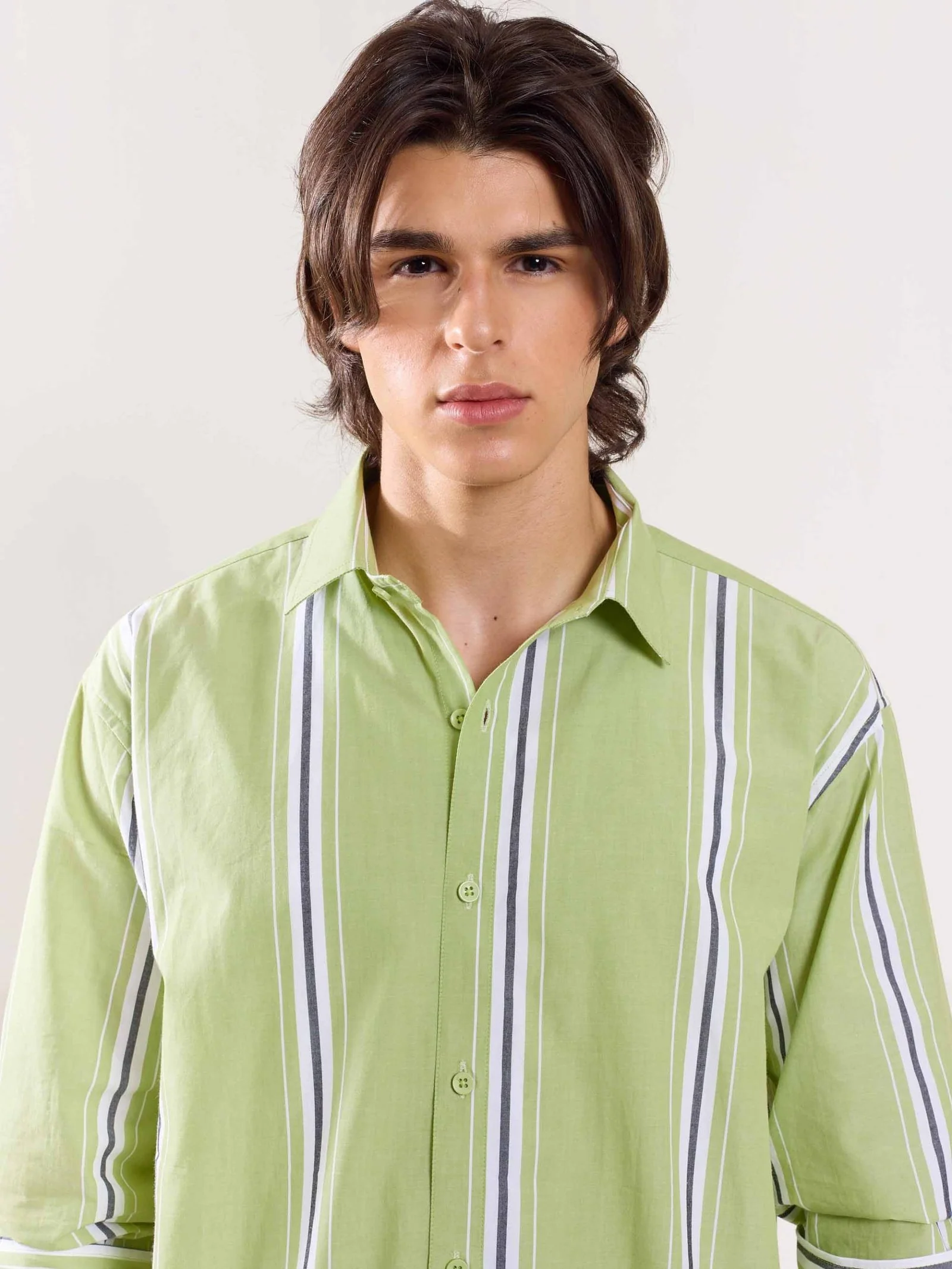 Green Poplin Striped Shirt - Image 3