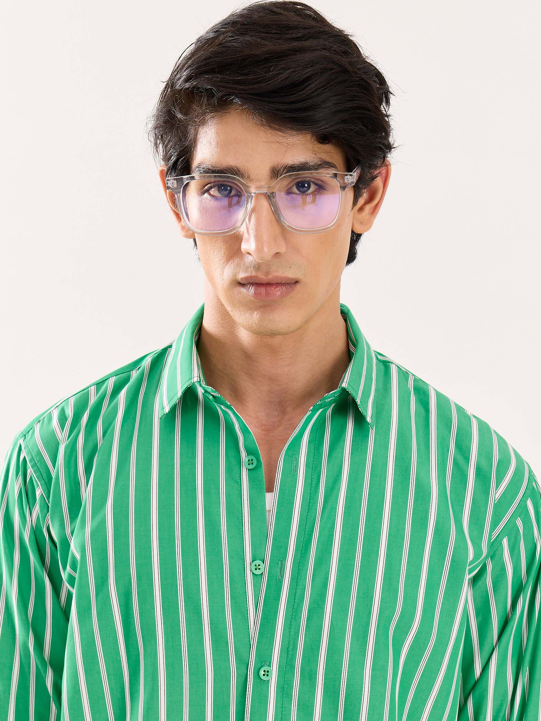 Green Striped Poplin Shirt - Image 5