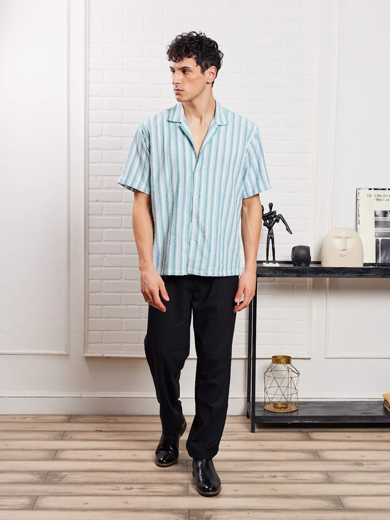 Green & White Knit Shirt - Image 2