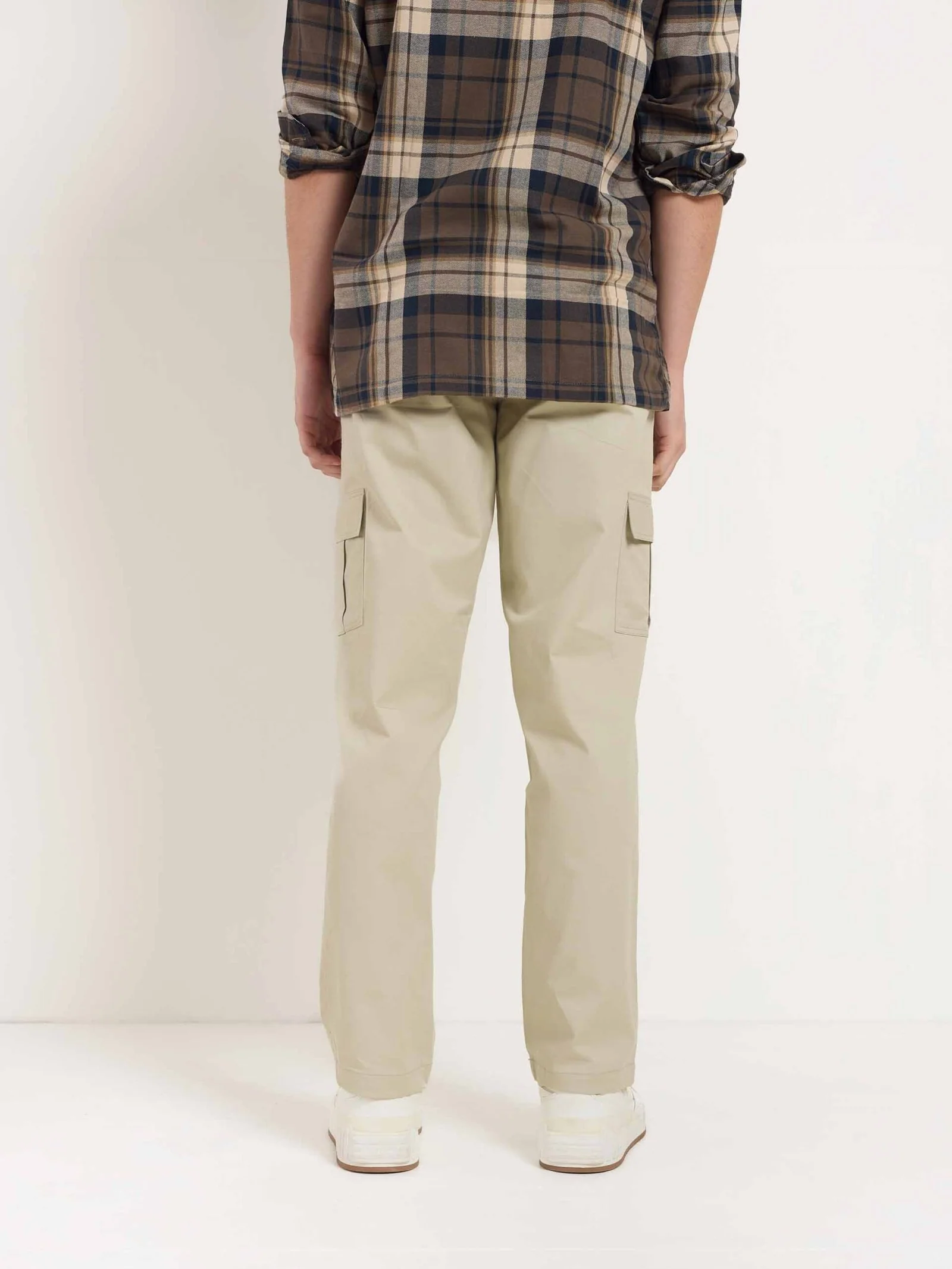 Greige Loose Fit Twill Cargo Trousers - Image 6