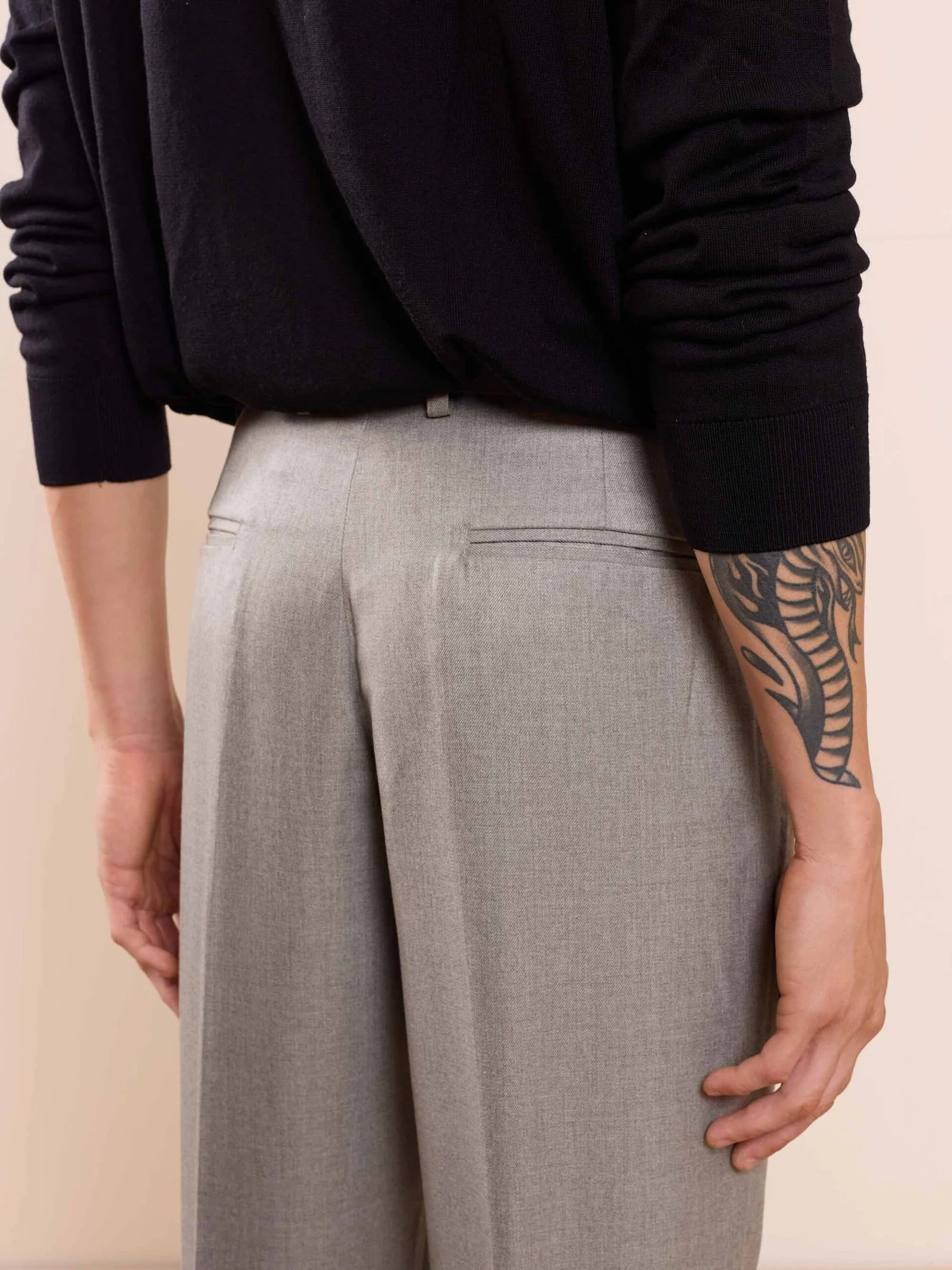 Grey Textured Baggy Fit Trousers - Image 10