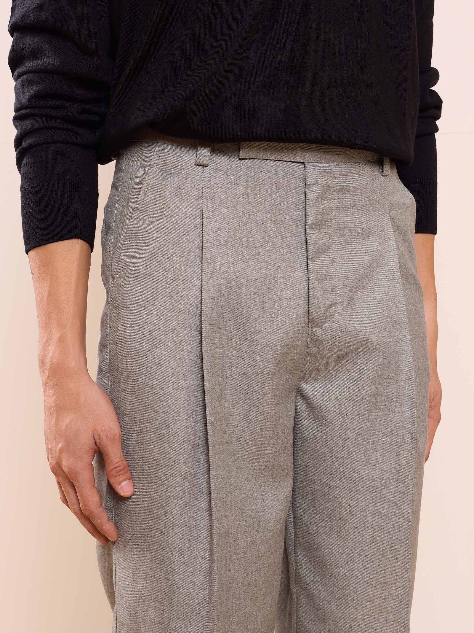 Grey Textured Baggy Fit Trousers - Image 8