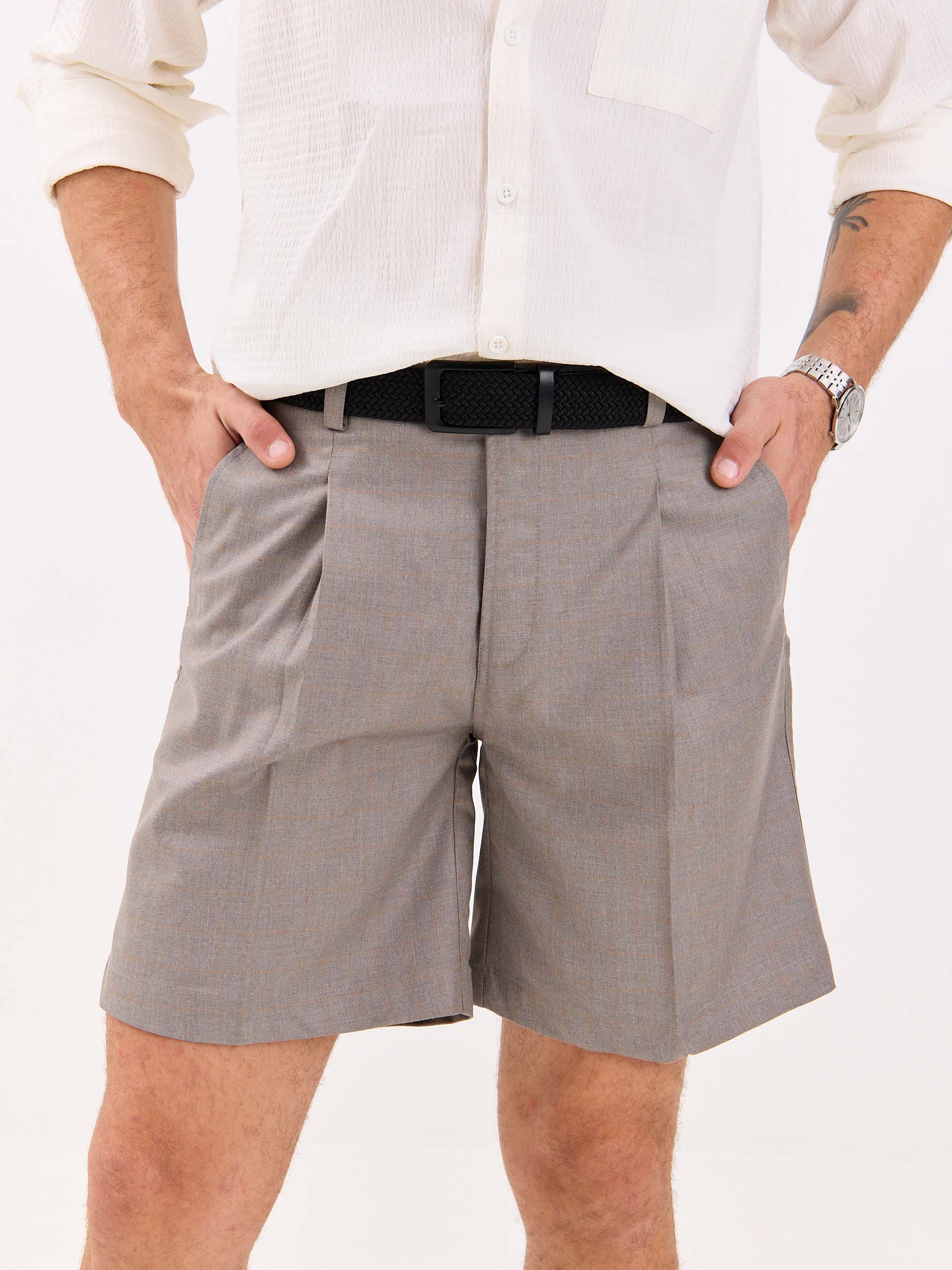 Grey Checked Trouser Shorts - Image 4