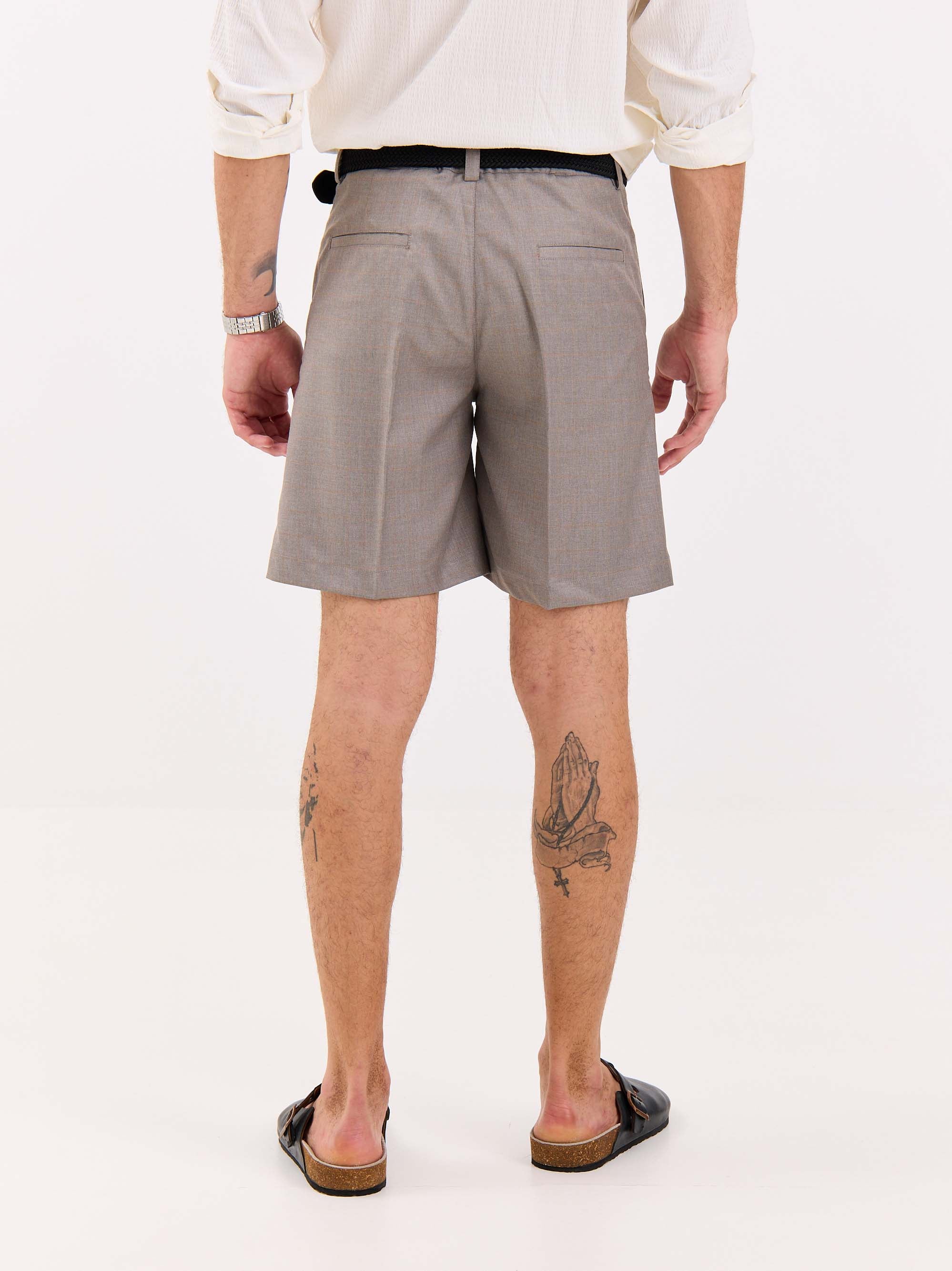 Grey Checked Trouser Shorts - Image 7