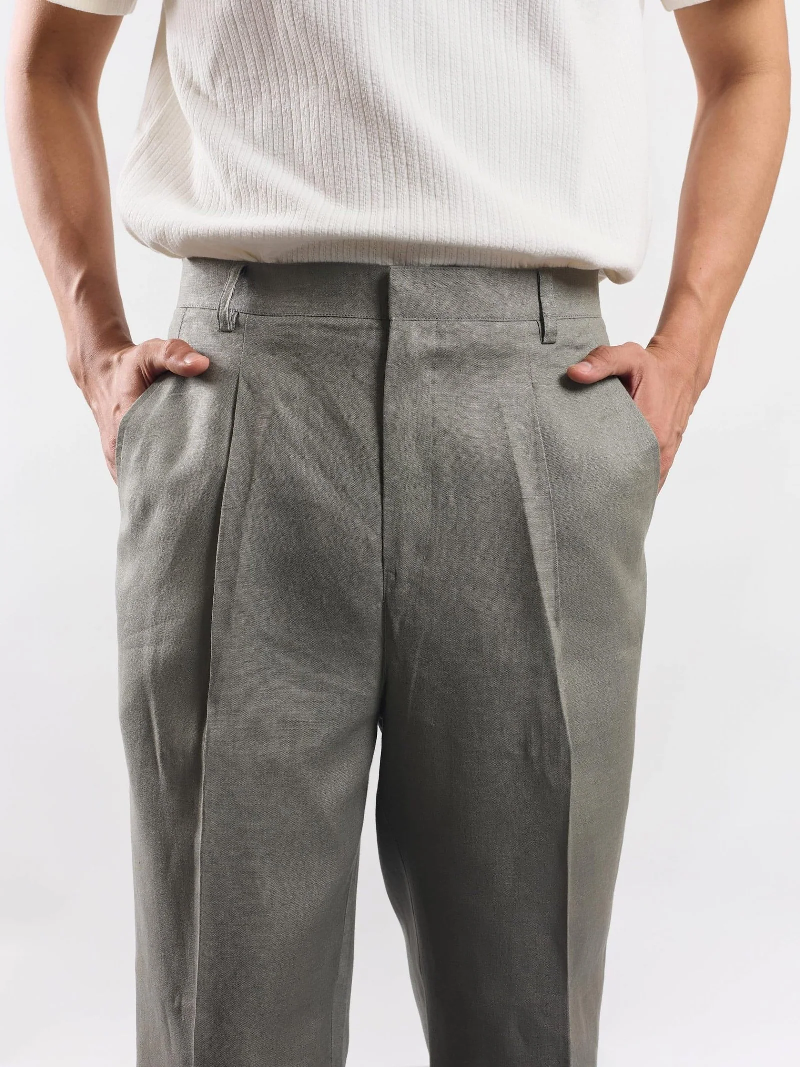 Grey Linen Trousers - Image 3