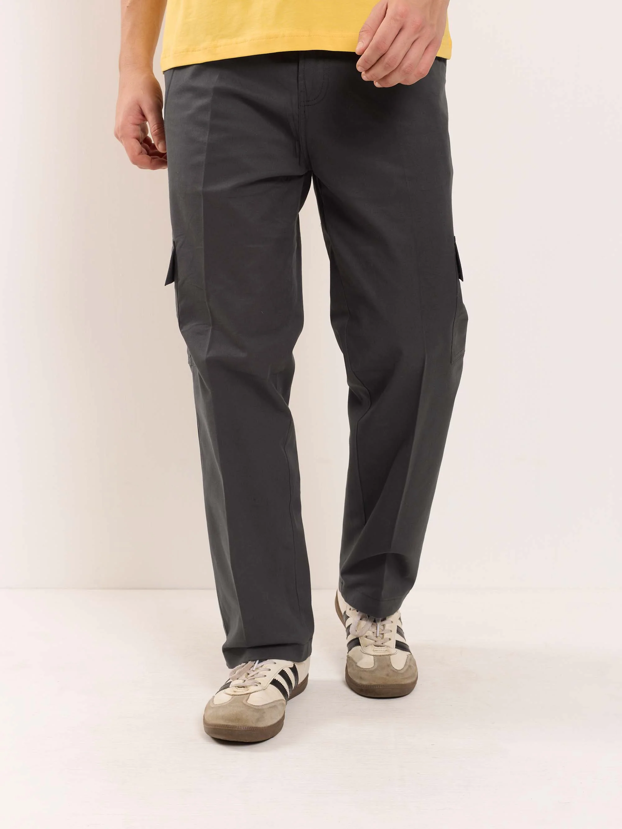 Grey Fit Twill Cargo Trousers - Image 5