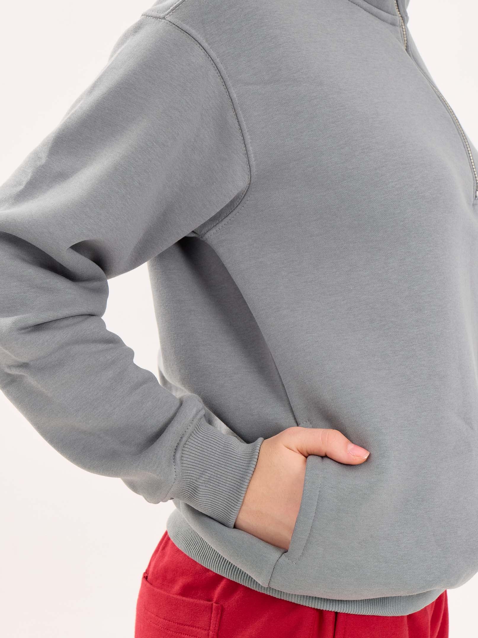 Grey Quarter-Zip Sweatshirt - Image 6