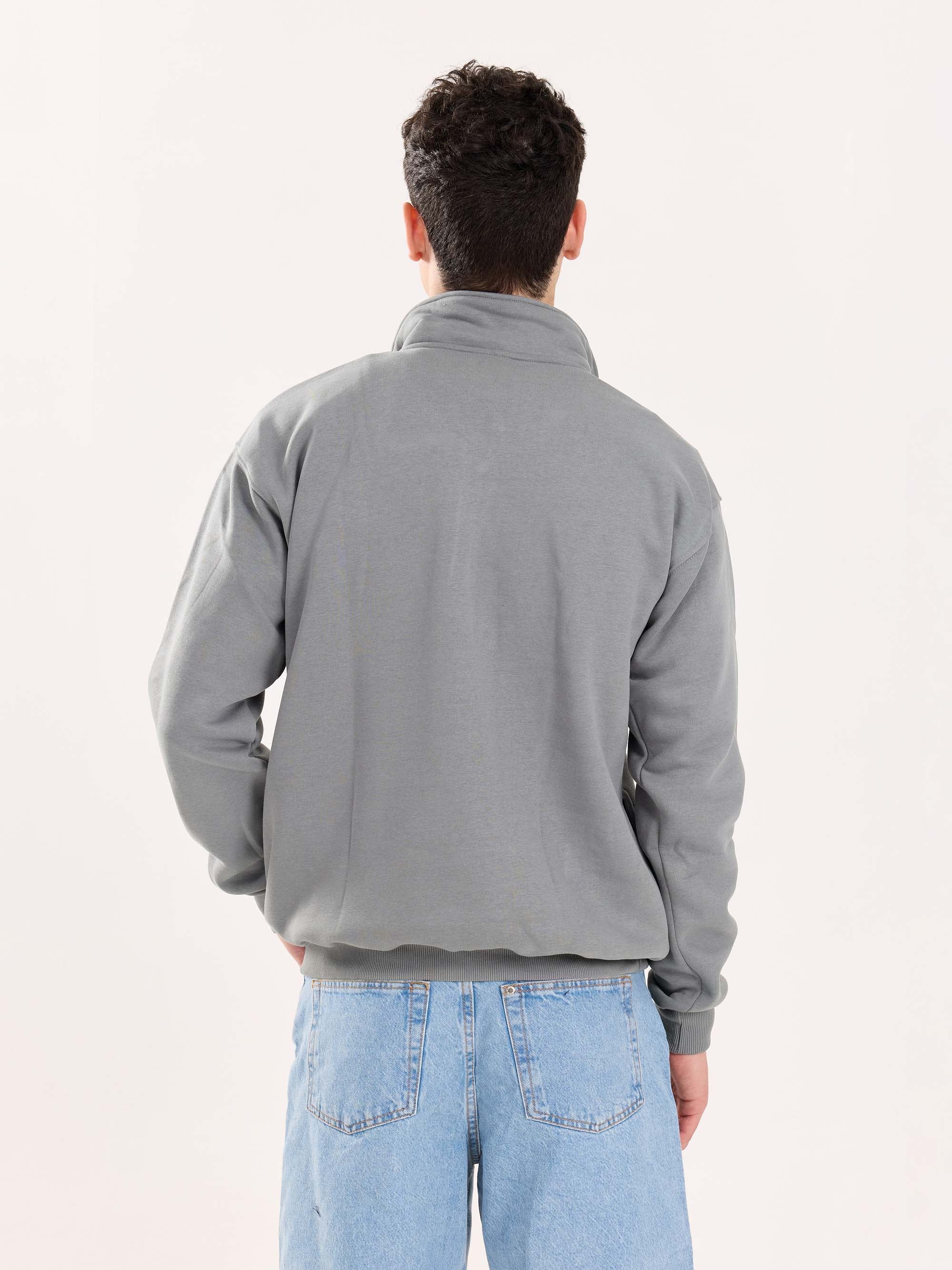 Grey Quarter-Zip Sweatshirt - Image 8