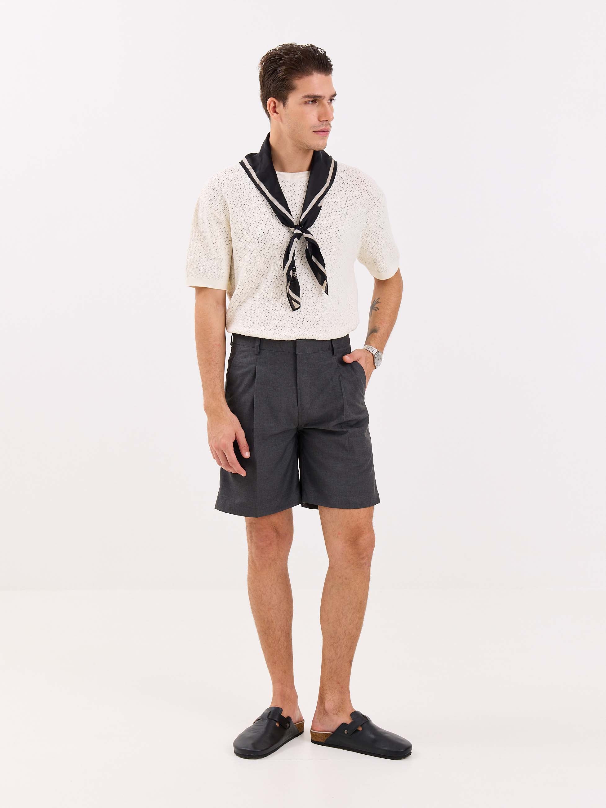 Grey Trouser Shorts - Image 3