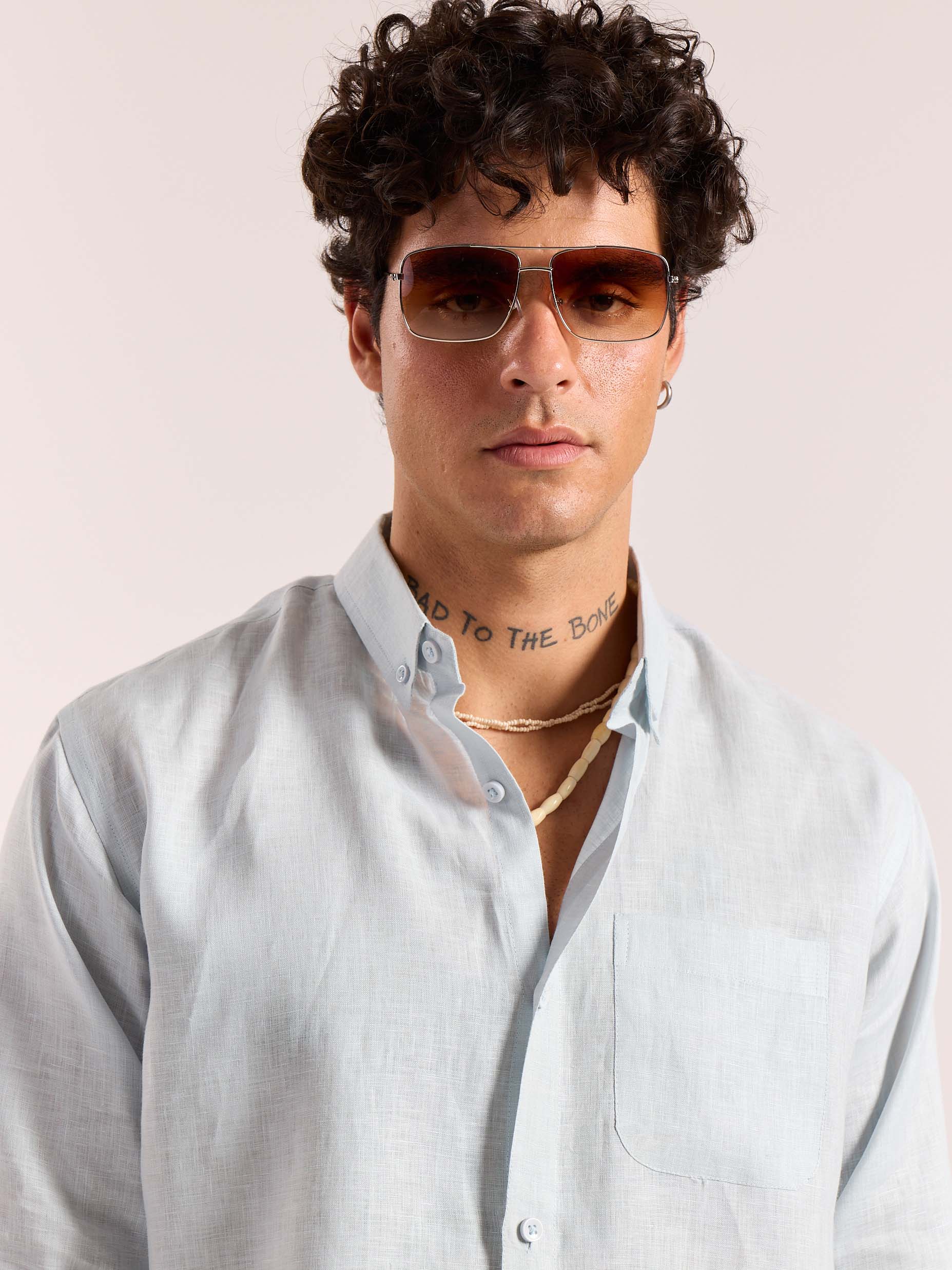 Ice Blue 60s Lea Linen Shirt ( Pre-Order ) - Image 5