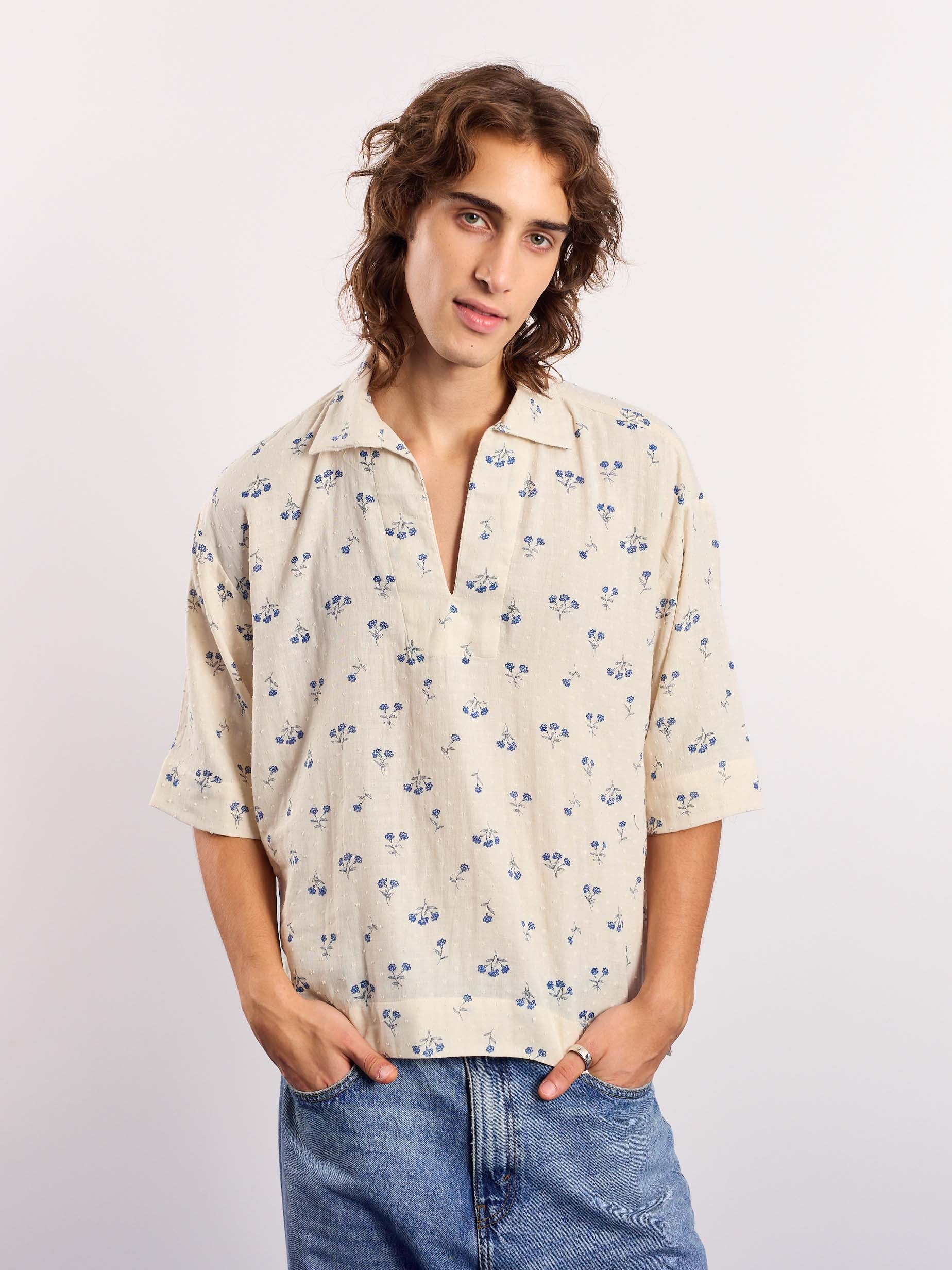 Ivory & Blue Floral Boota Print Pullover - Image 3