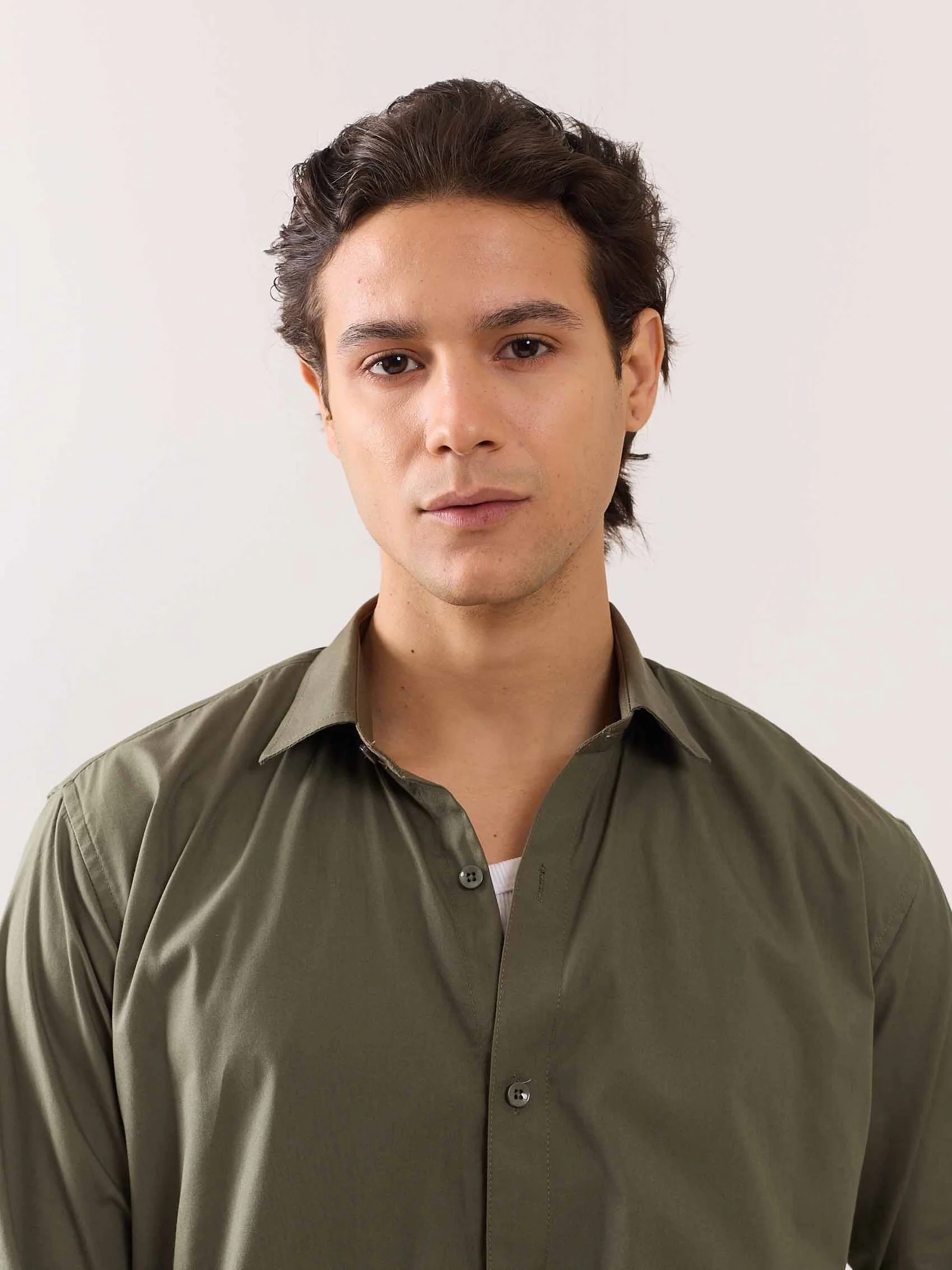 Khaki Green Poplin Shirt - Image 5
