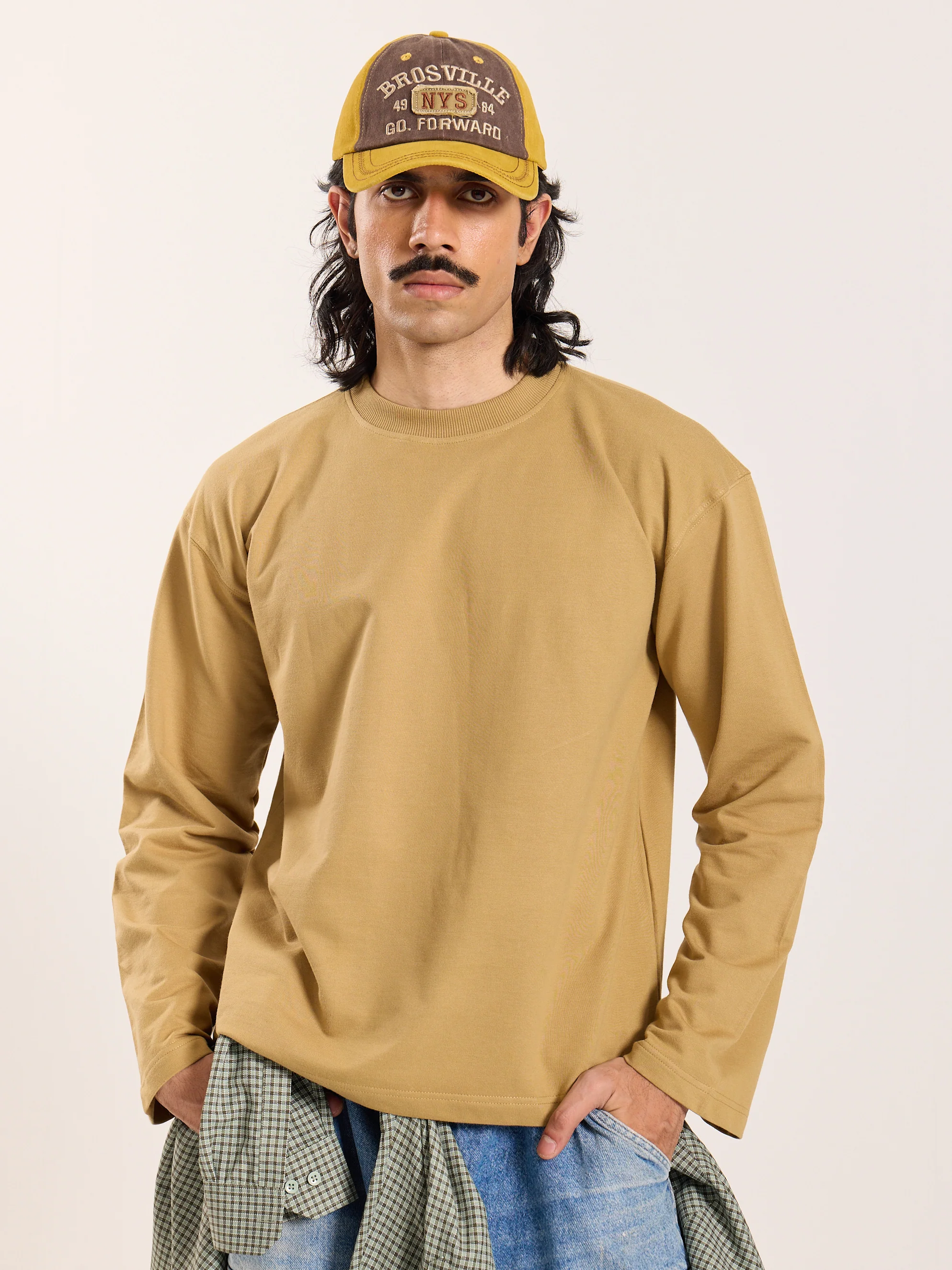 Khaki Loose Fit Cropped T-Shirt - Image 3
