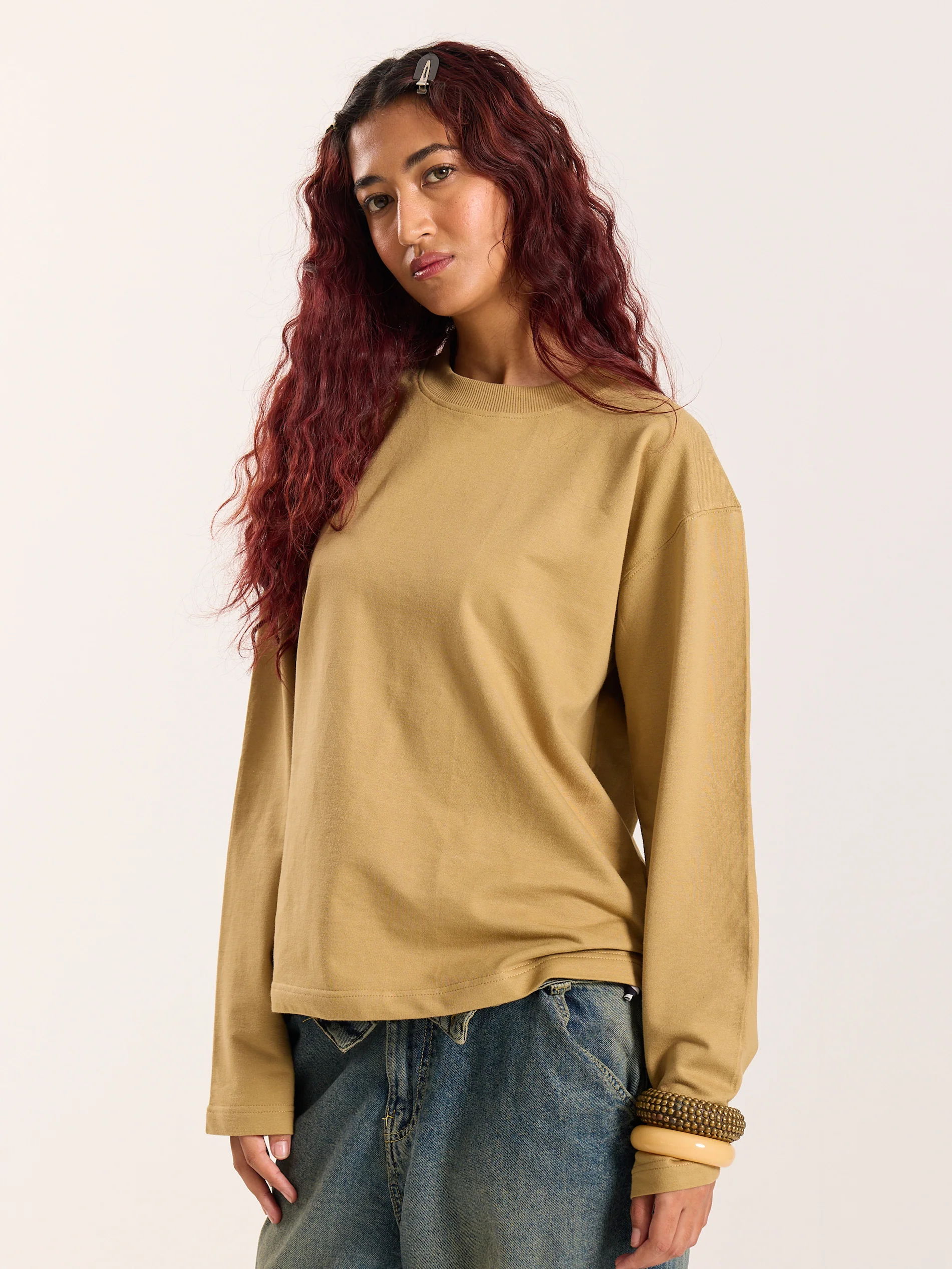 Khaki Loose Fit Cropped T-Shirt - Image 7
