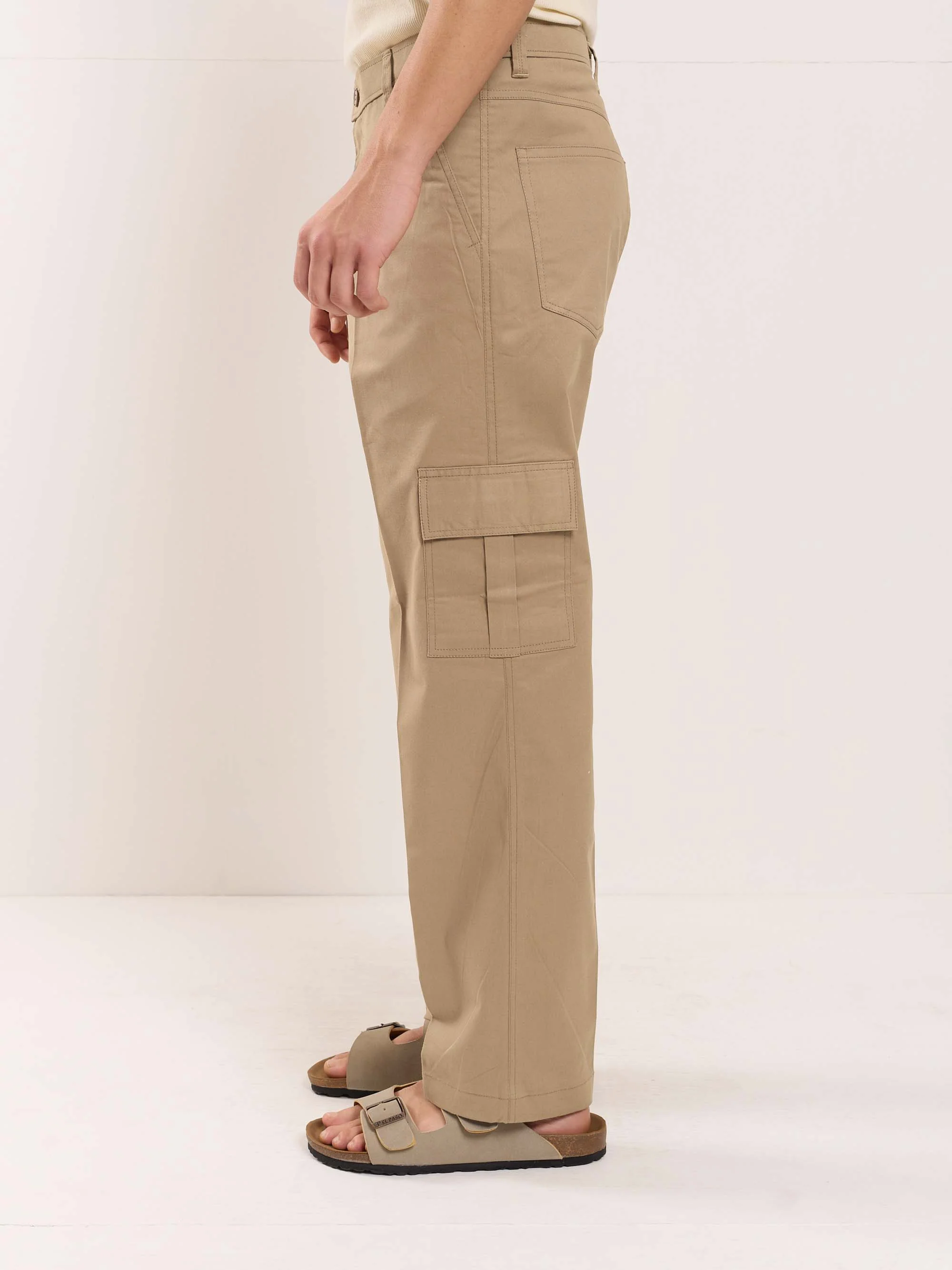 Khaki Loose Fit Twill Cargo Trousers - Image 4