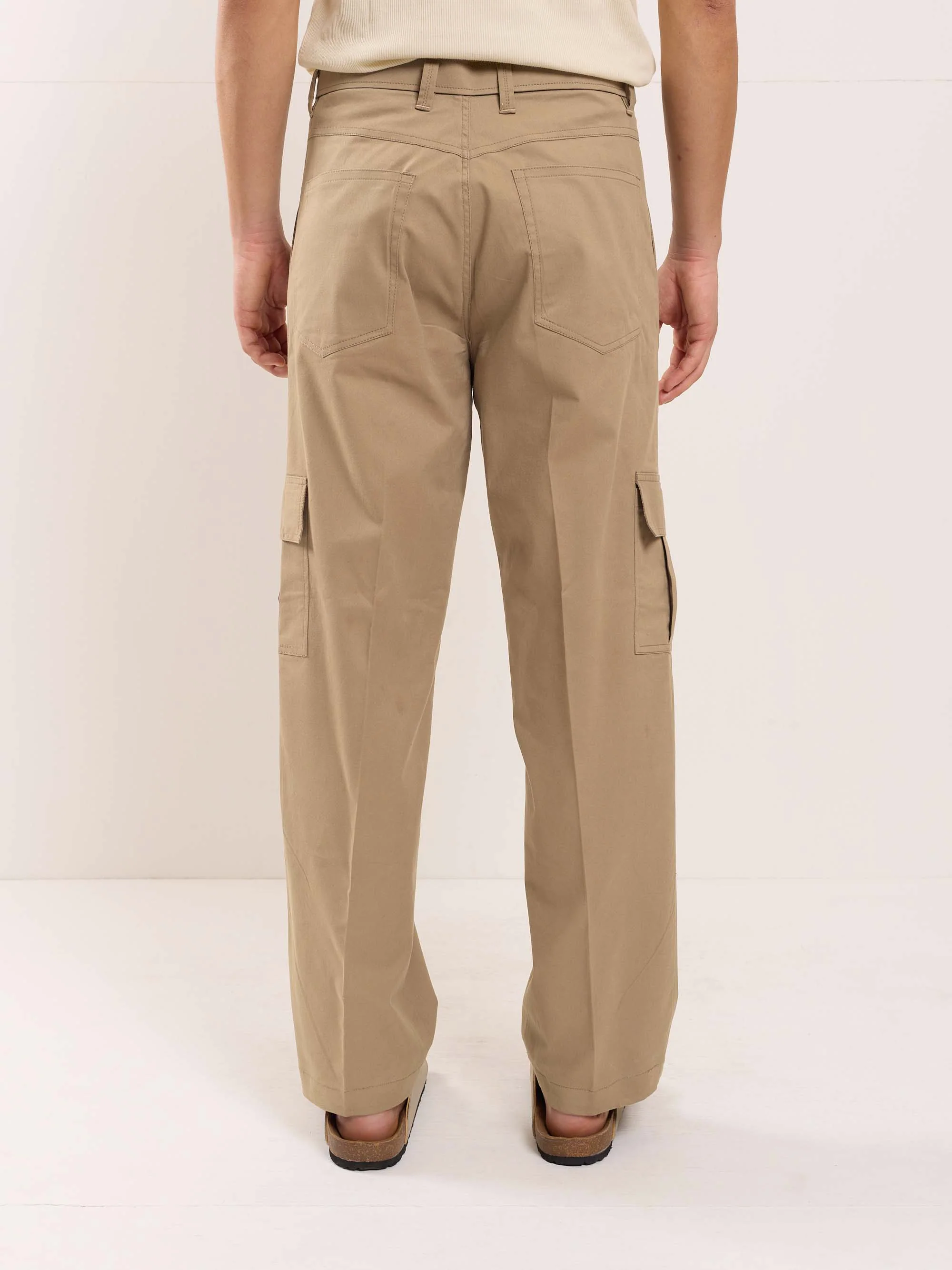 Khaki Loose Fit Twill Cargo Trousers - Image 6