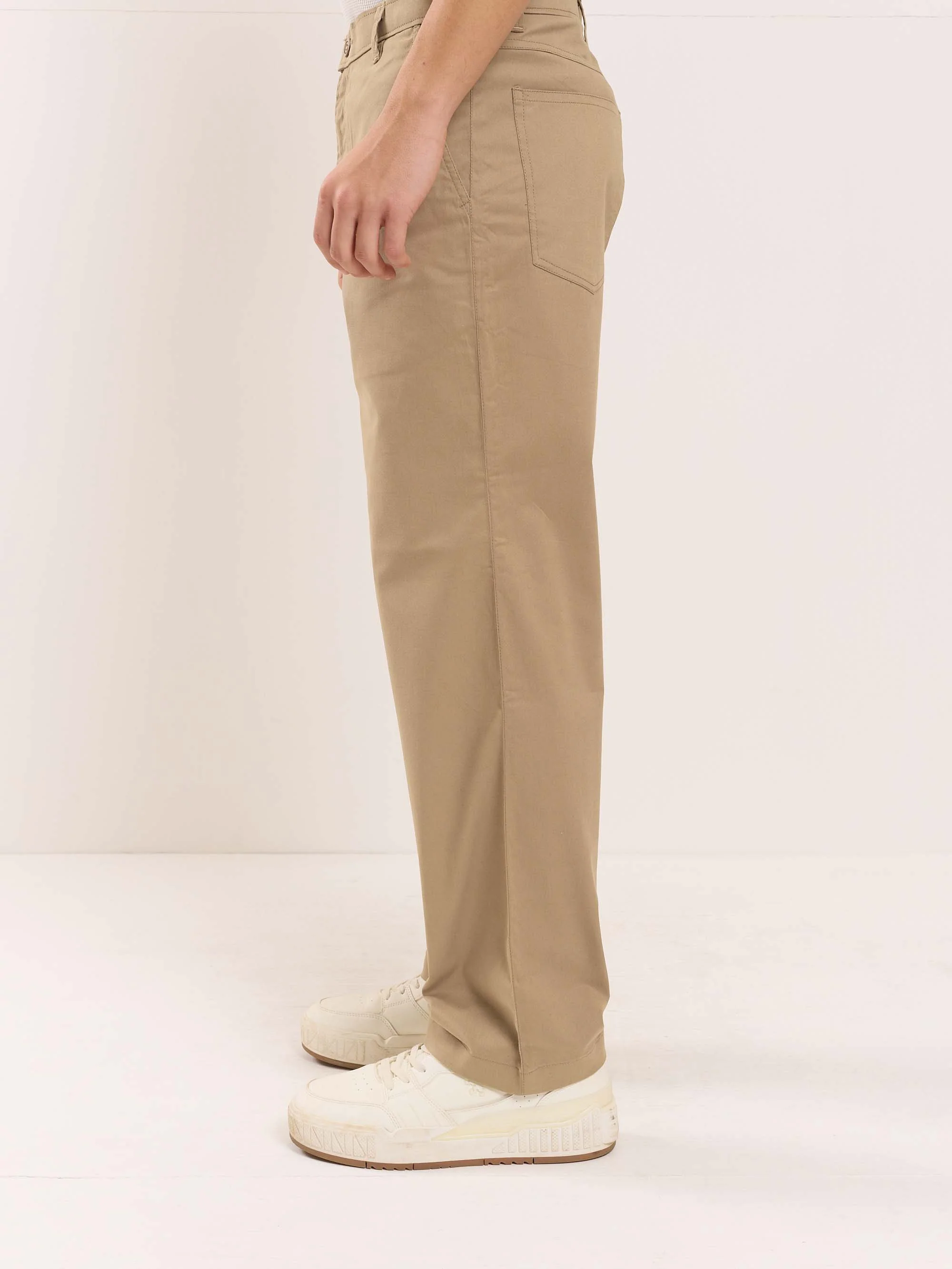 Khaki Loose Fit Twill Trousers - Image 4