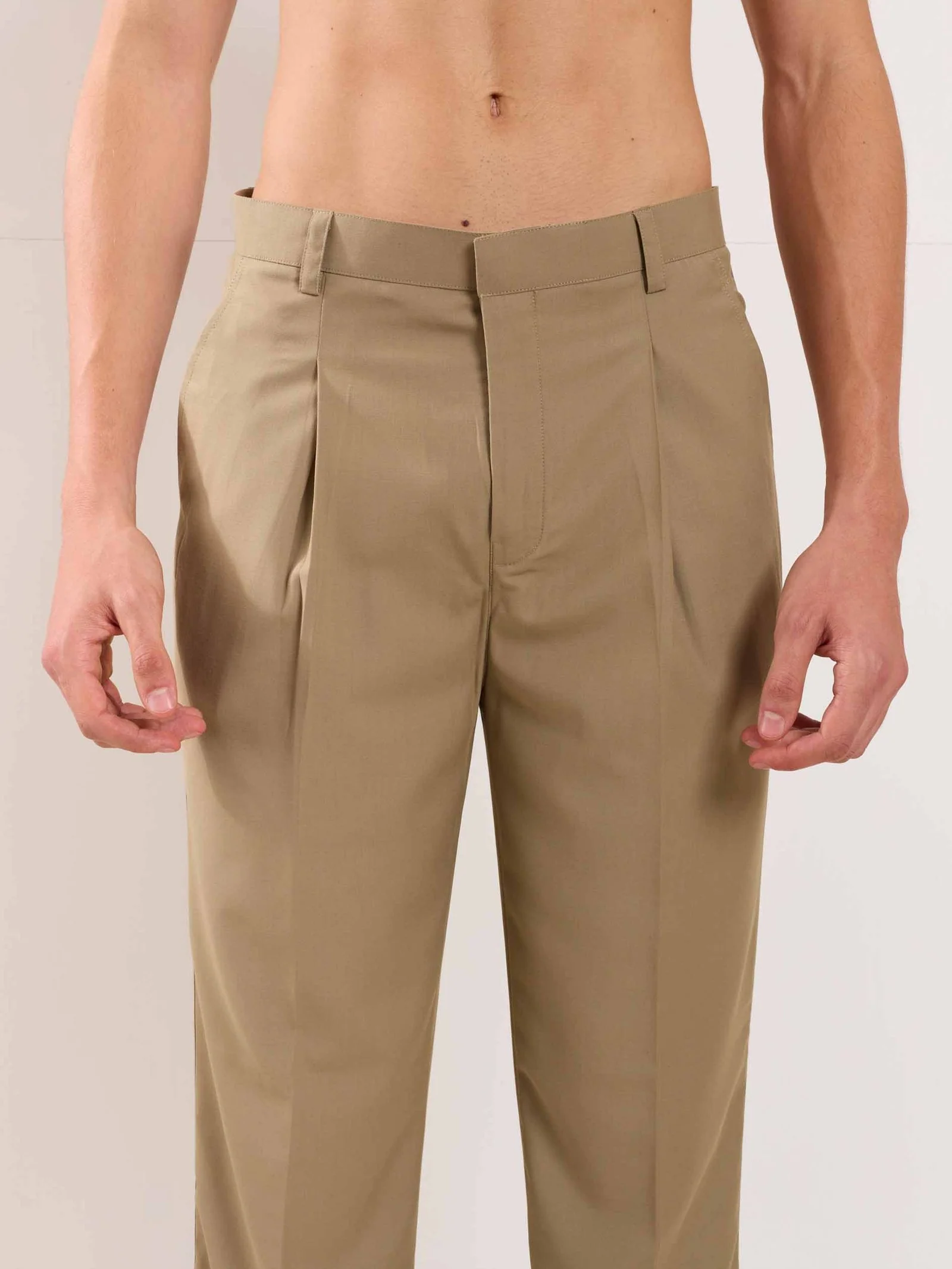 Khaki Straight Fit Trousers - Image 4
