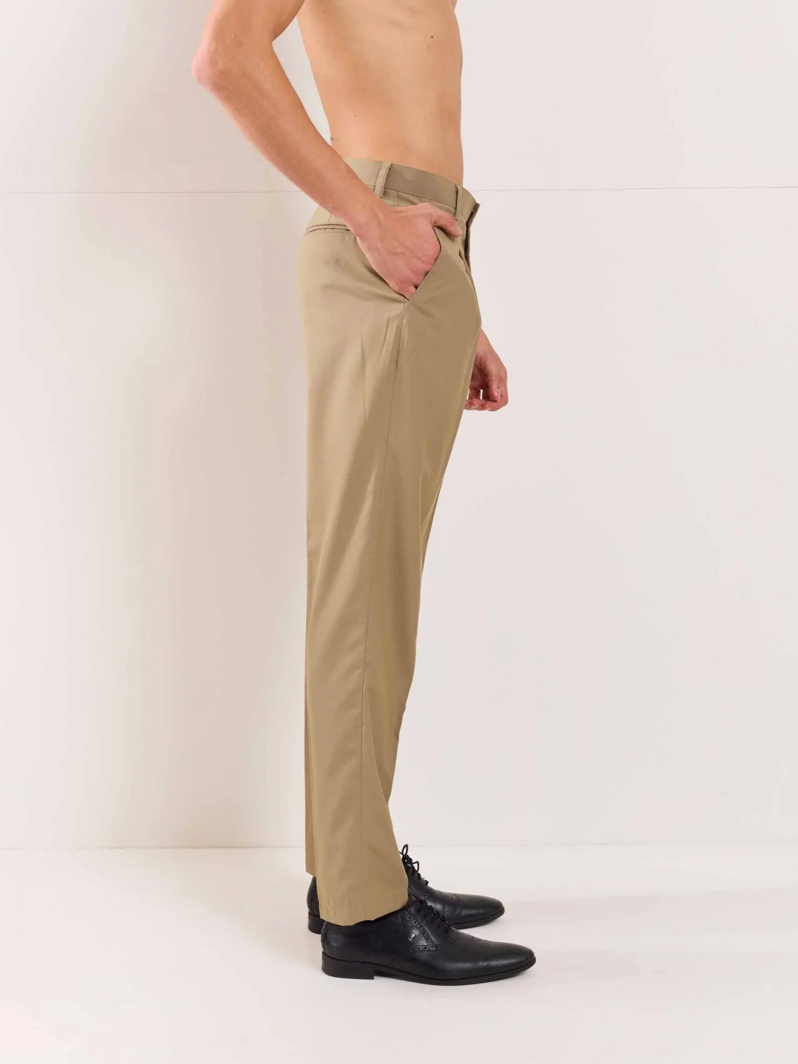 Khaki Straight Fit Trousers - Image 5