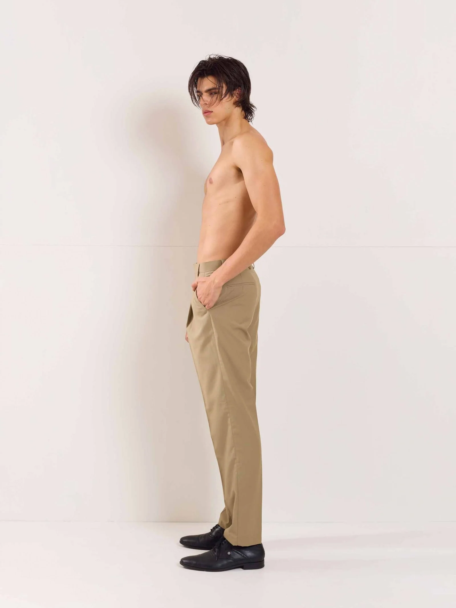 Khaki Straight Fit Trousers - Image 7