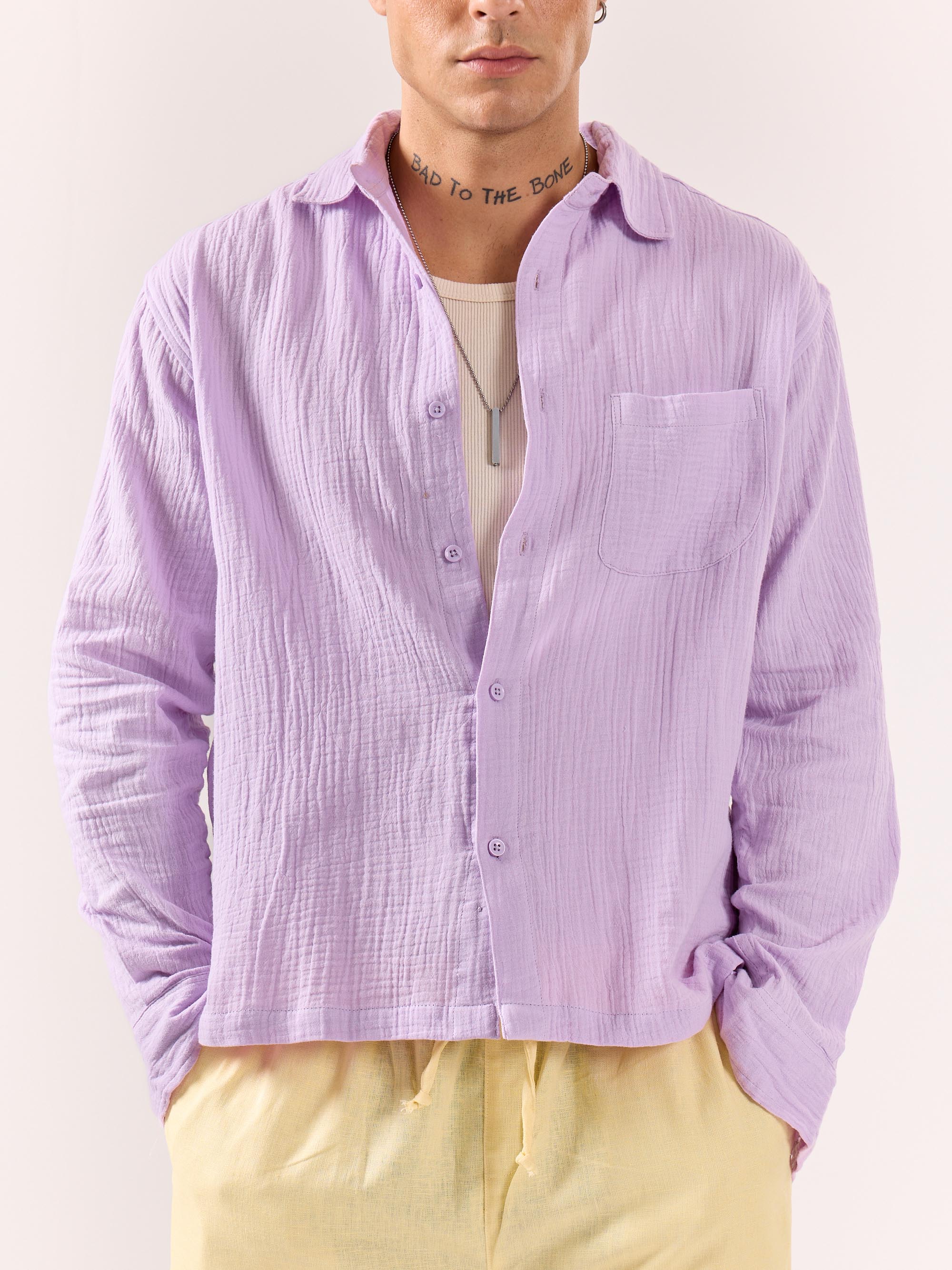 Lavender Gauze Holiday Shirt - Image 3