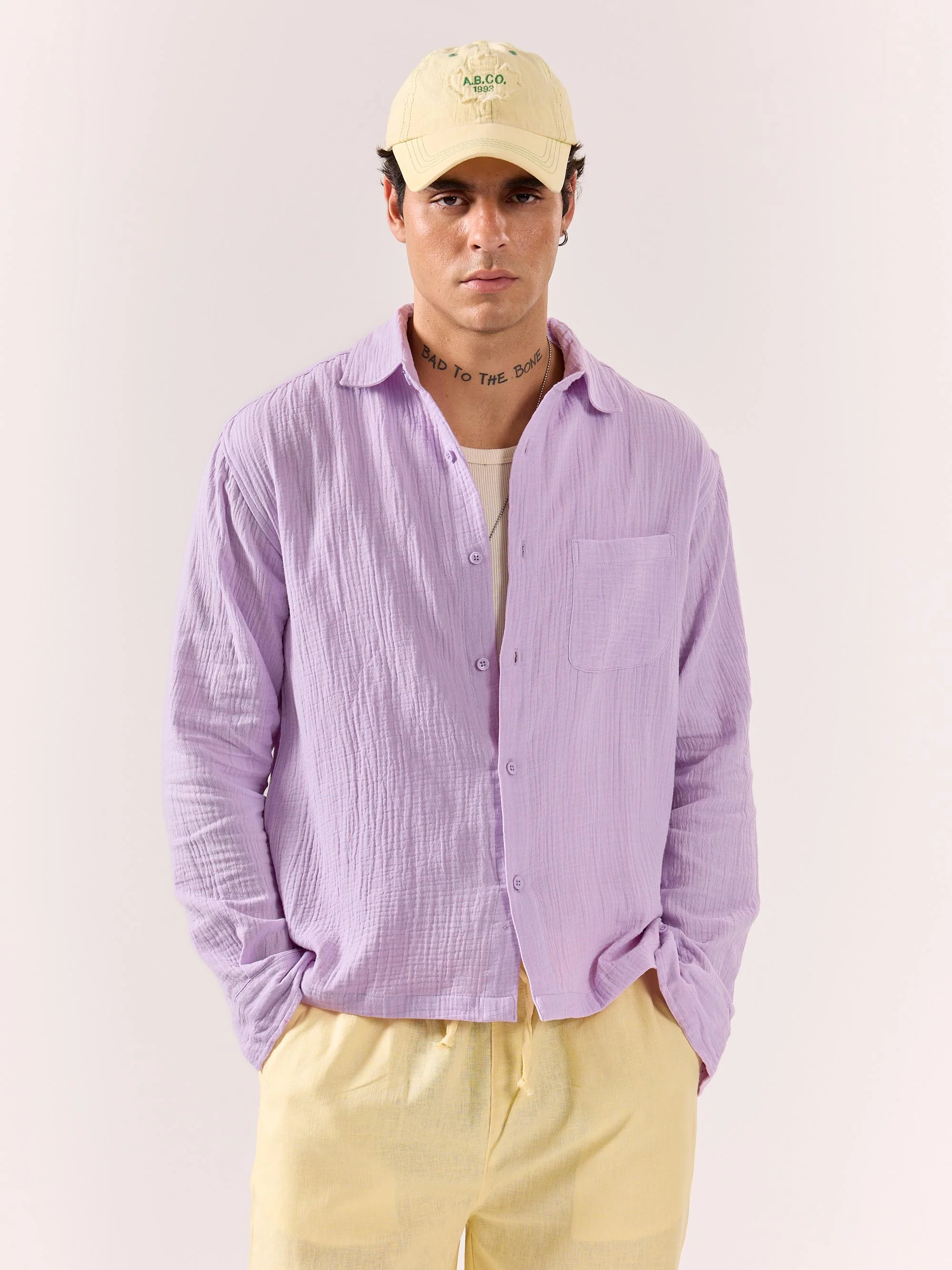 Lavender Gauze Holiday Shirt - Image 5