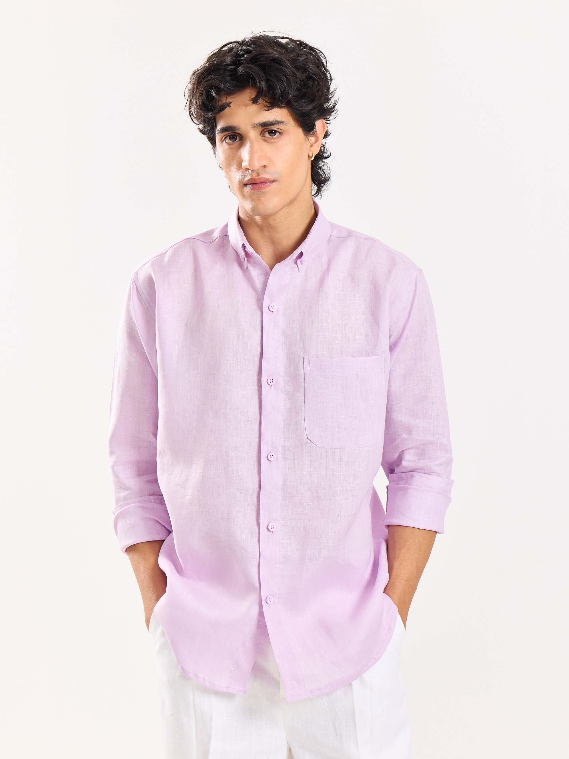 Lavender Irish Linen Shirt - Image 2