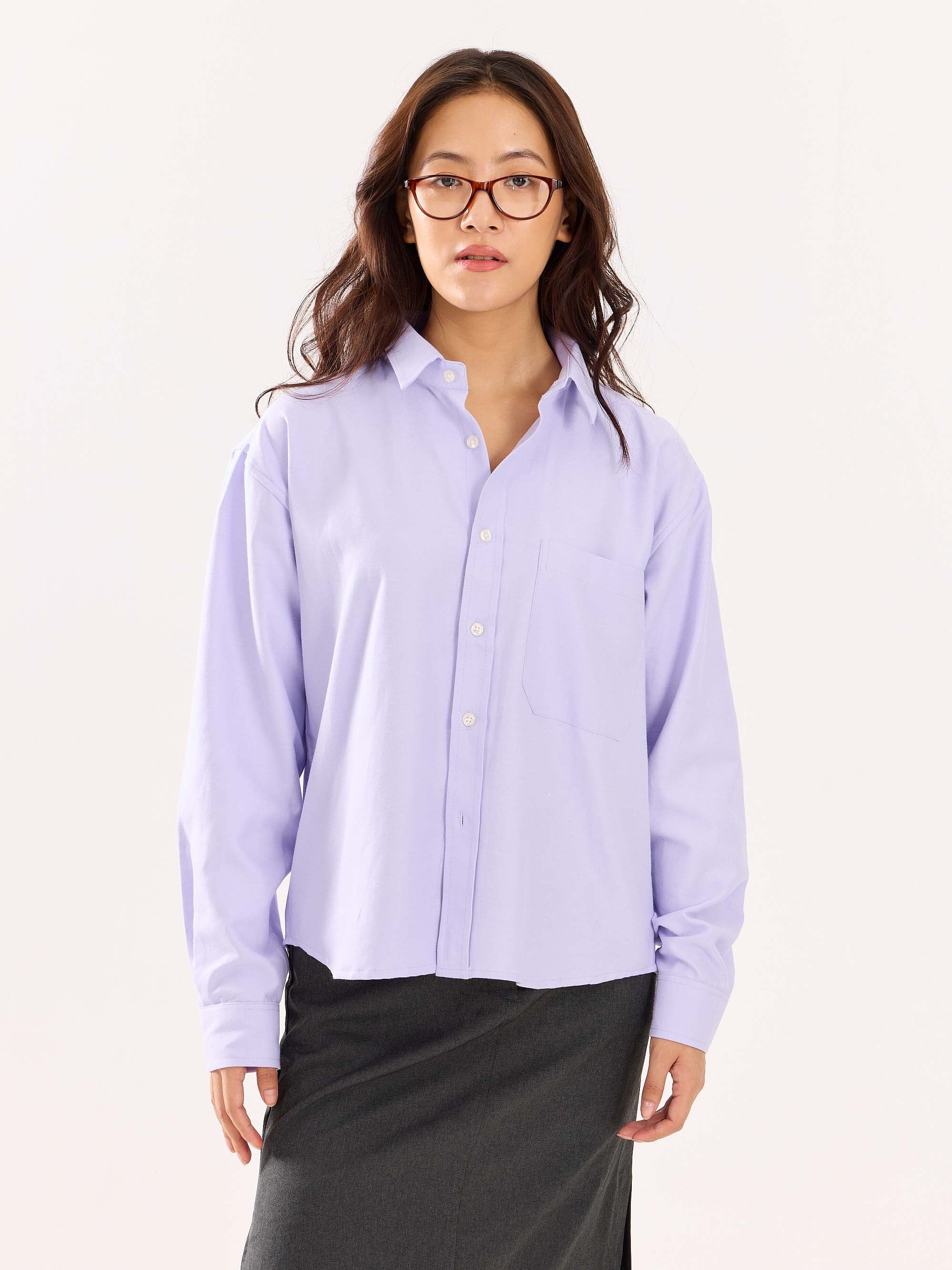 Lavender Oversized Cropped Shirt - Image 4