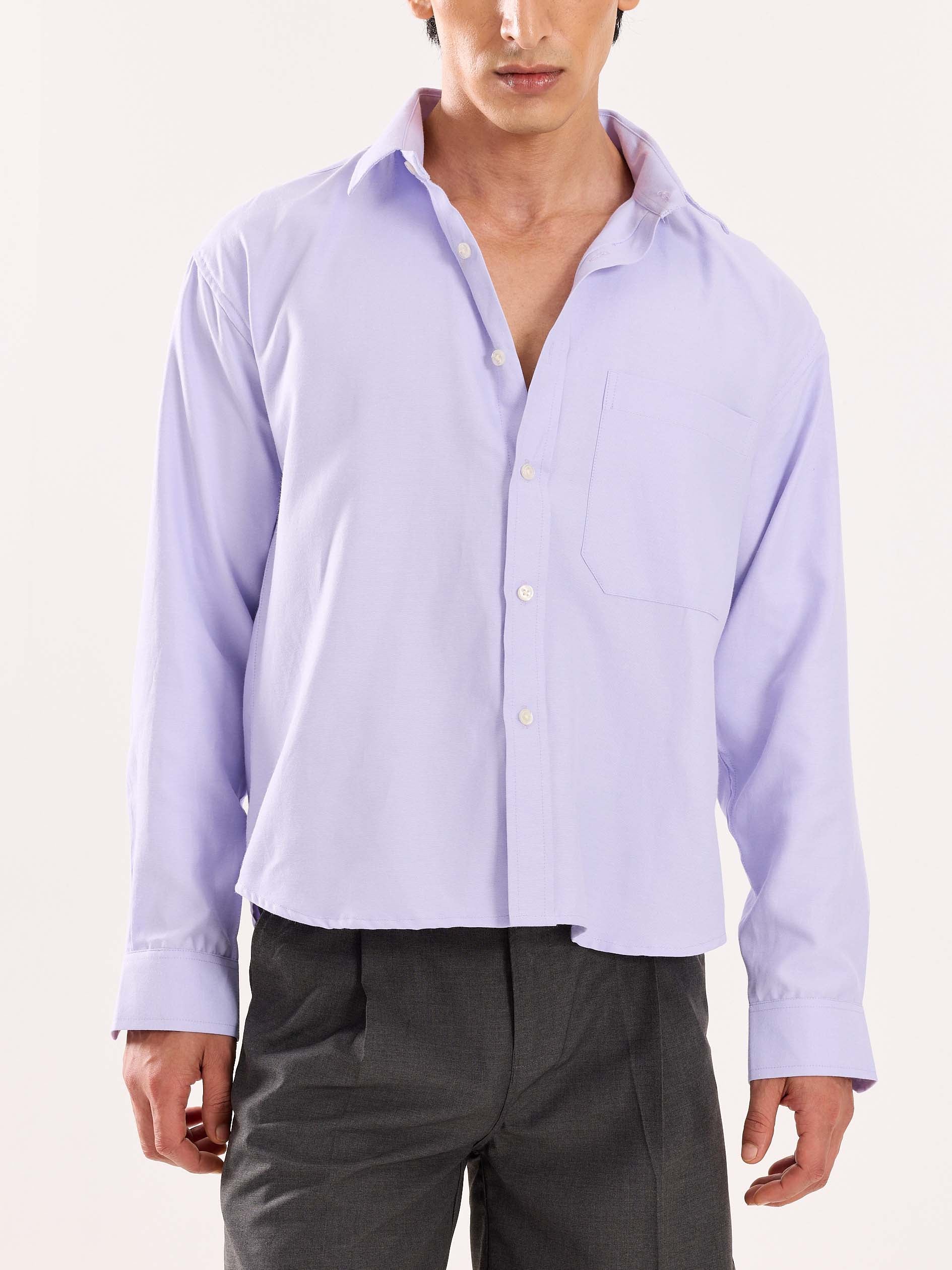 Lavender Oversized Cropped Shirt - Image 5