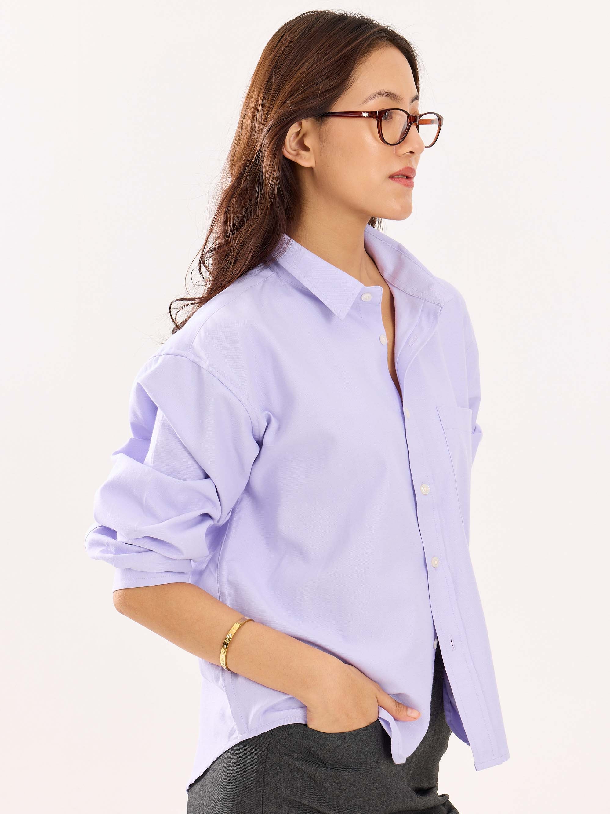 Lavender Oversized Cropped Shirt - Image 6