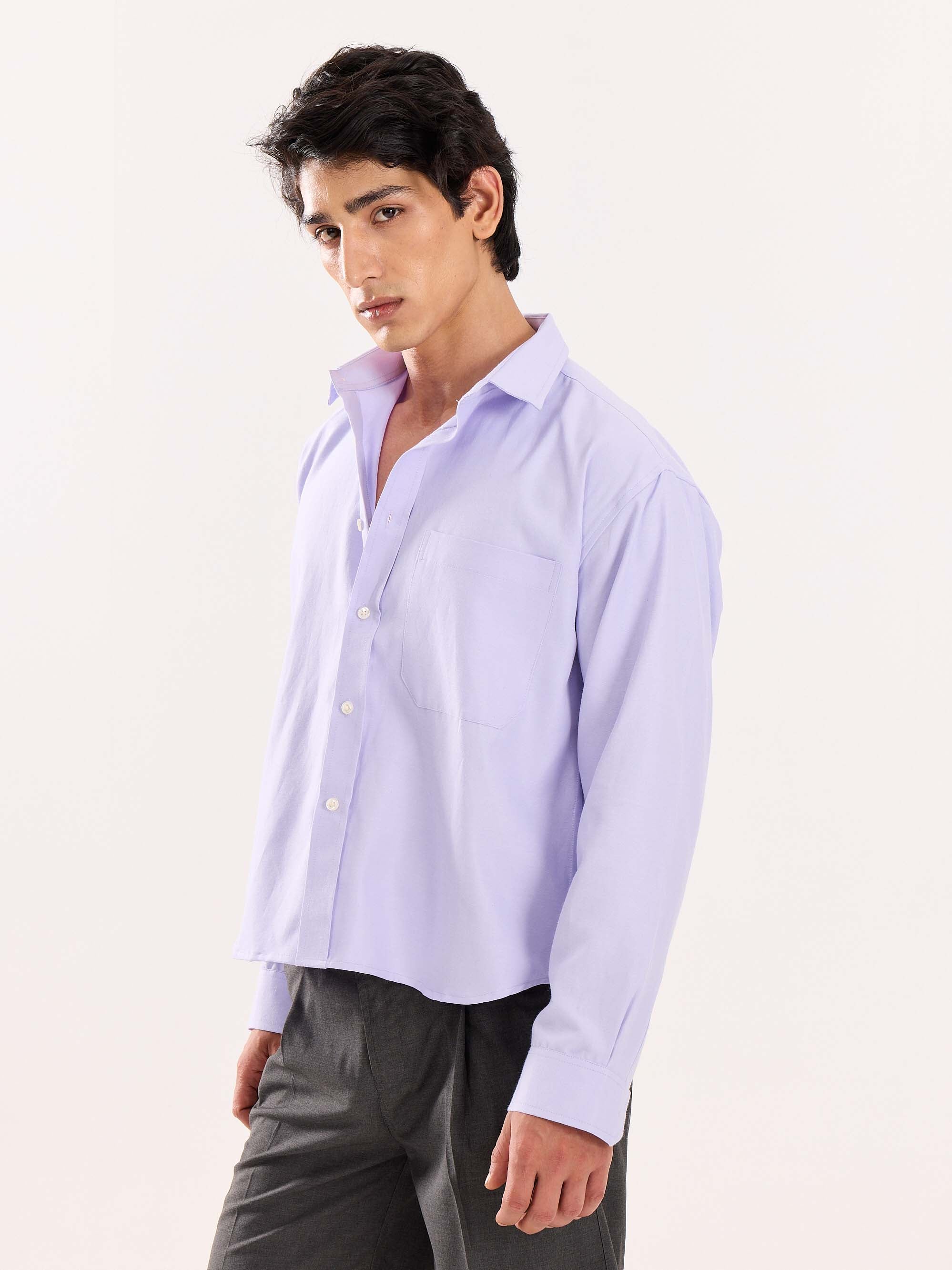 Lavender Oversized Cropped Shirt - Image 7