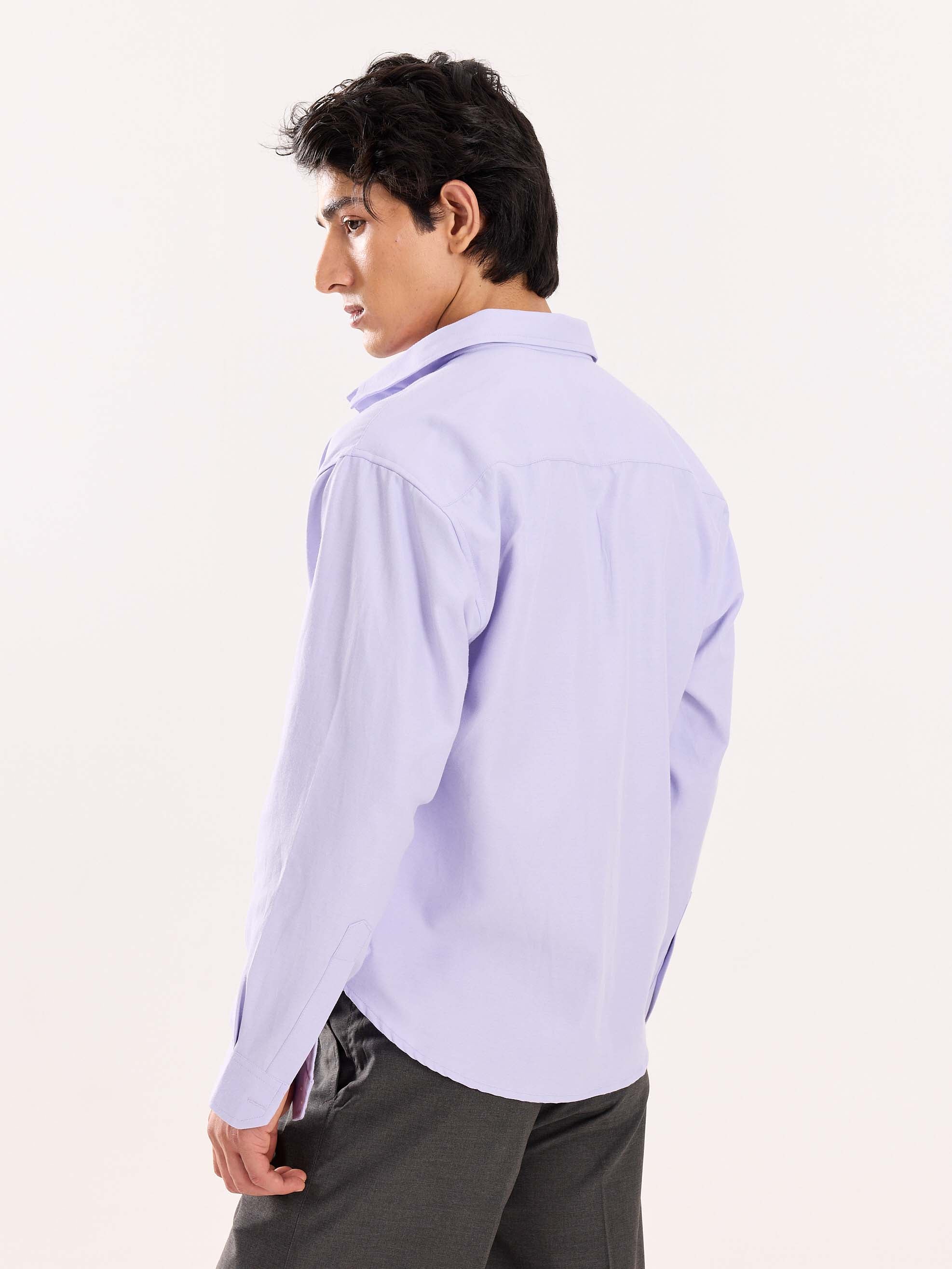 Lavender Oversized Cropped Shirt - Image 8