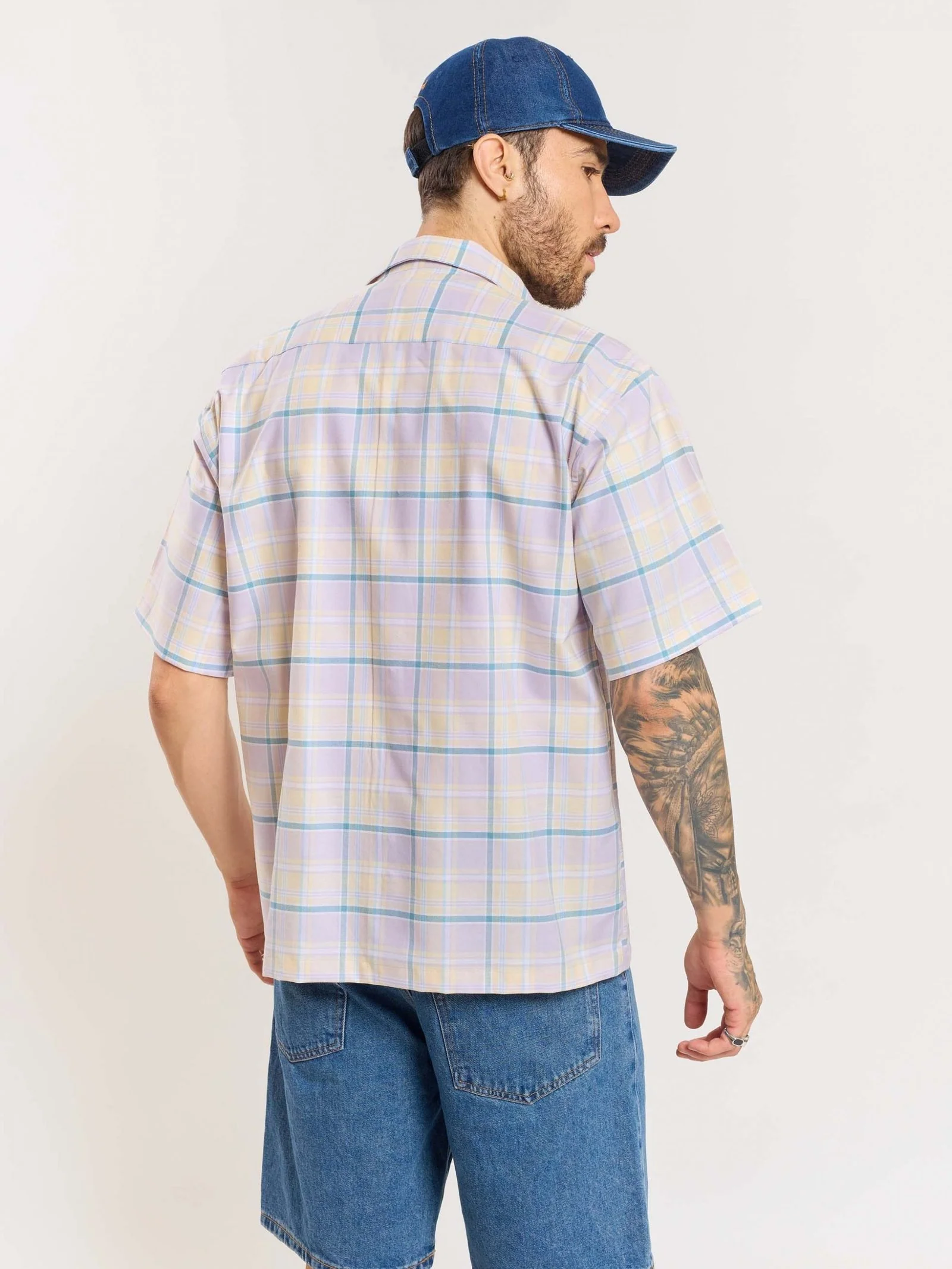 Lavender Checked Cropped Shirt - Image 5