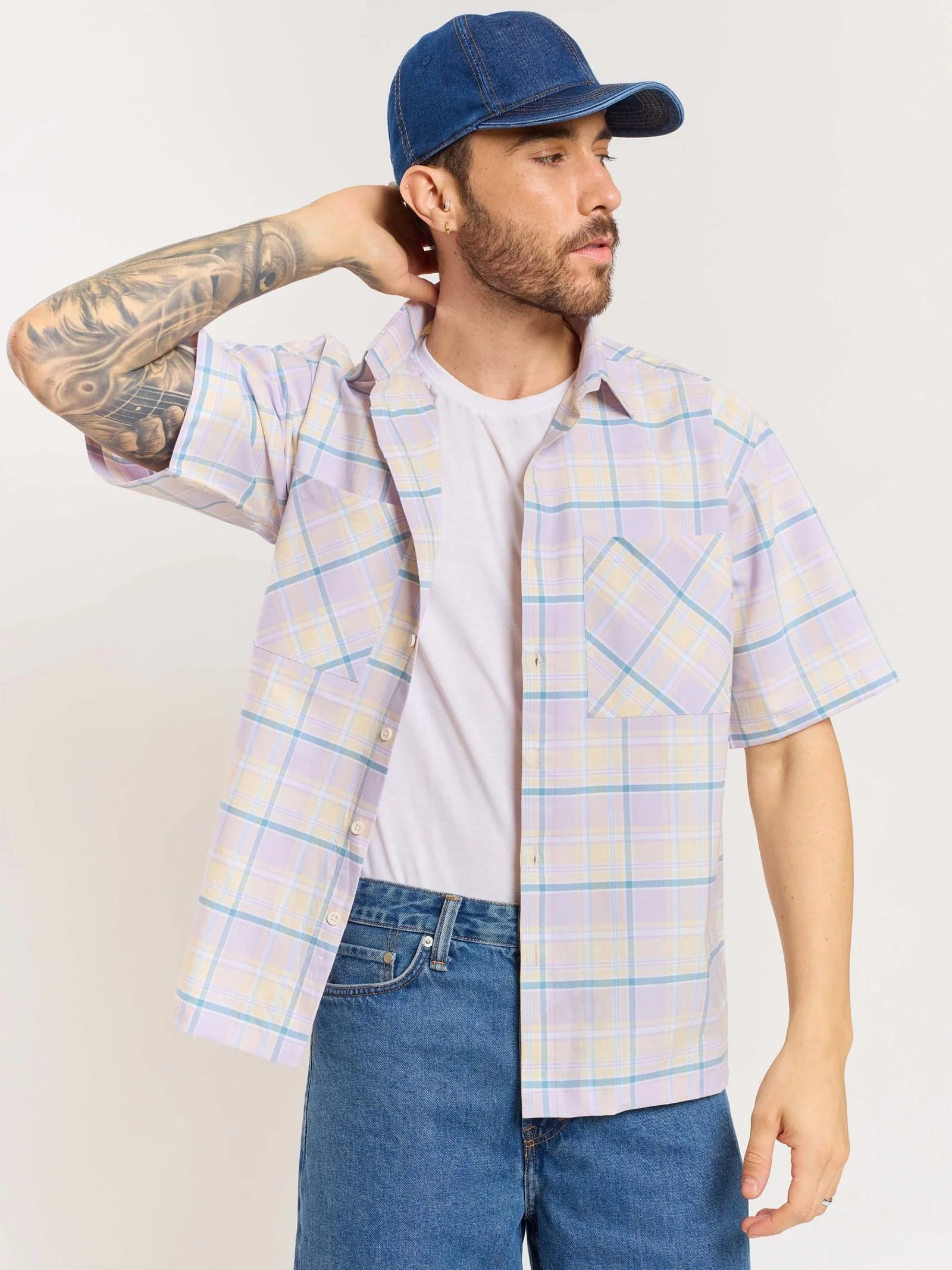 Lavender Checked Cropped Shirt - Image 6