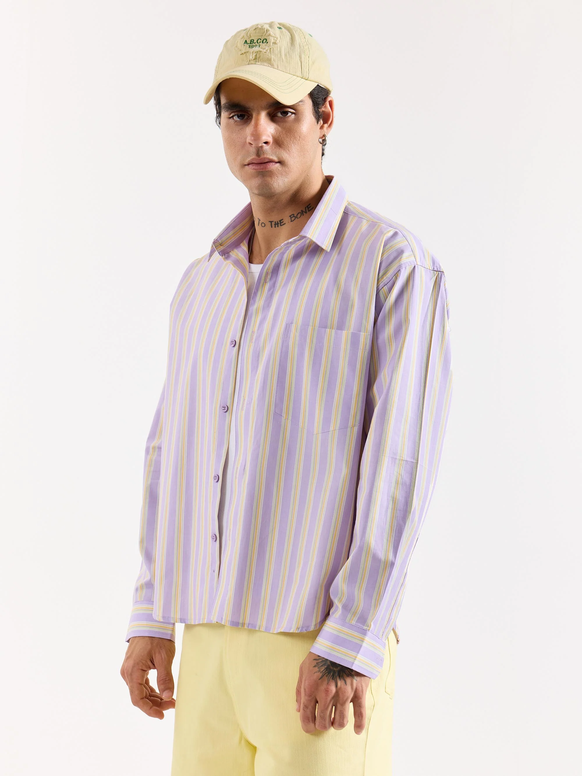 Lavender Striped Poplin Oversized Shirt - Image 6