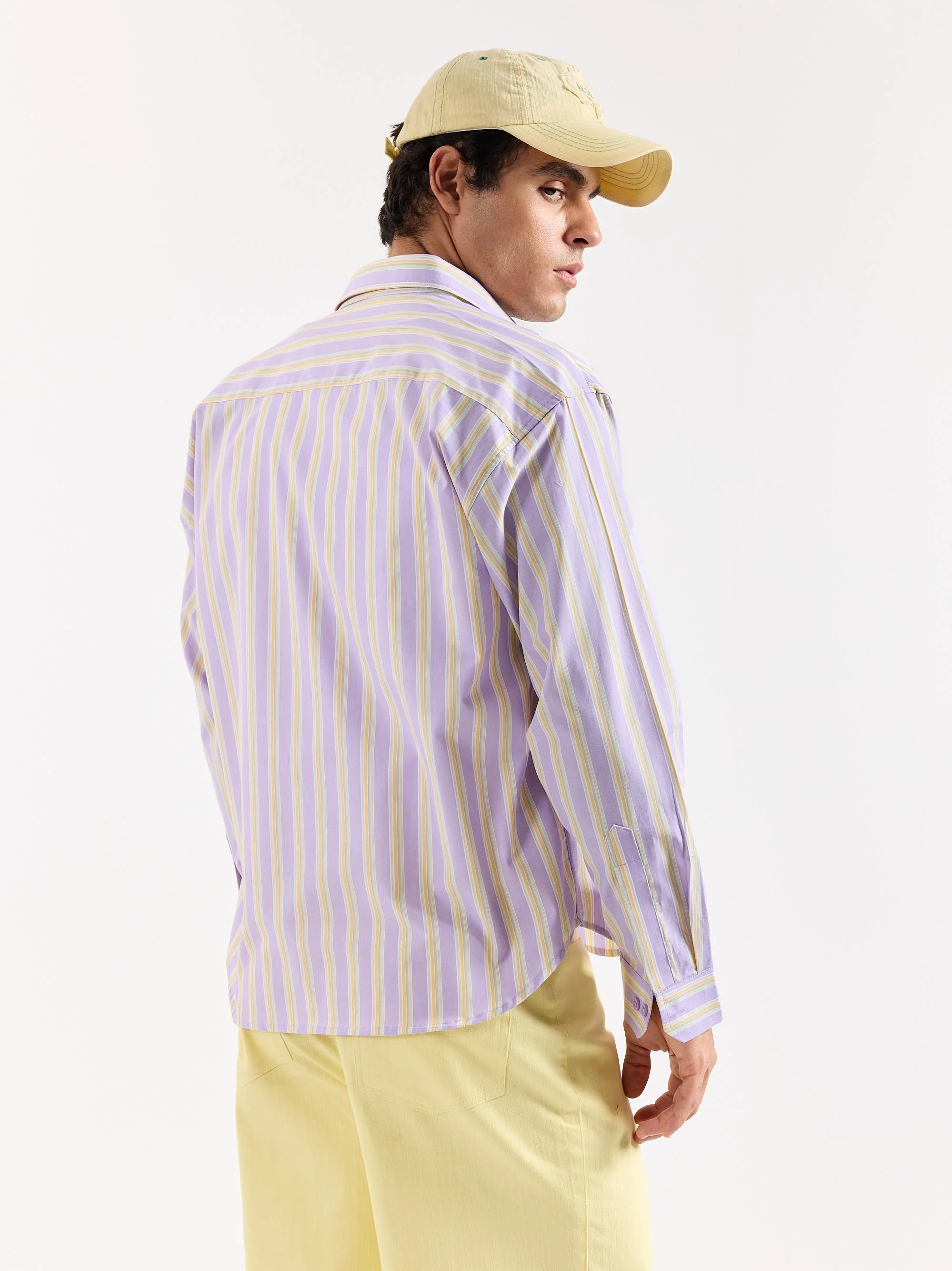 Lavender Striped Poplin Oversized Shirt - Image 8