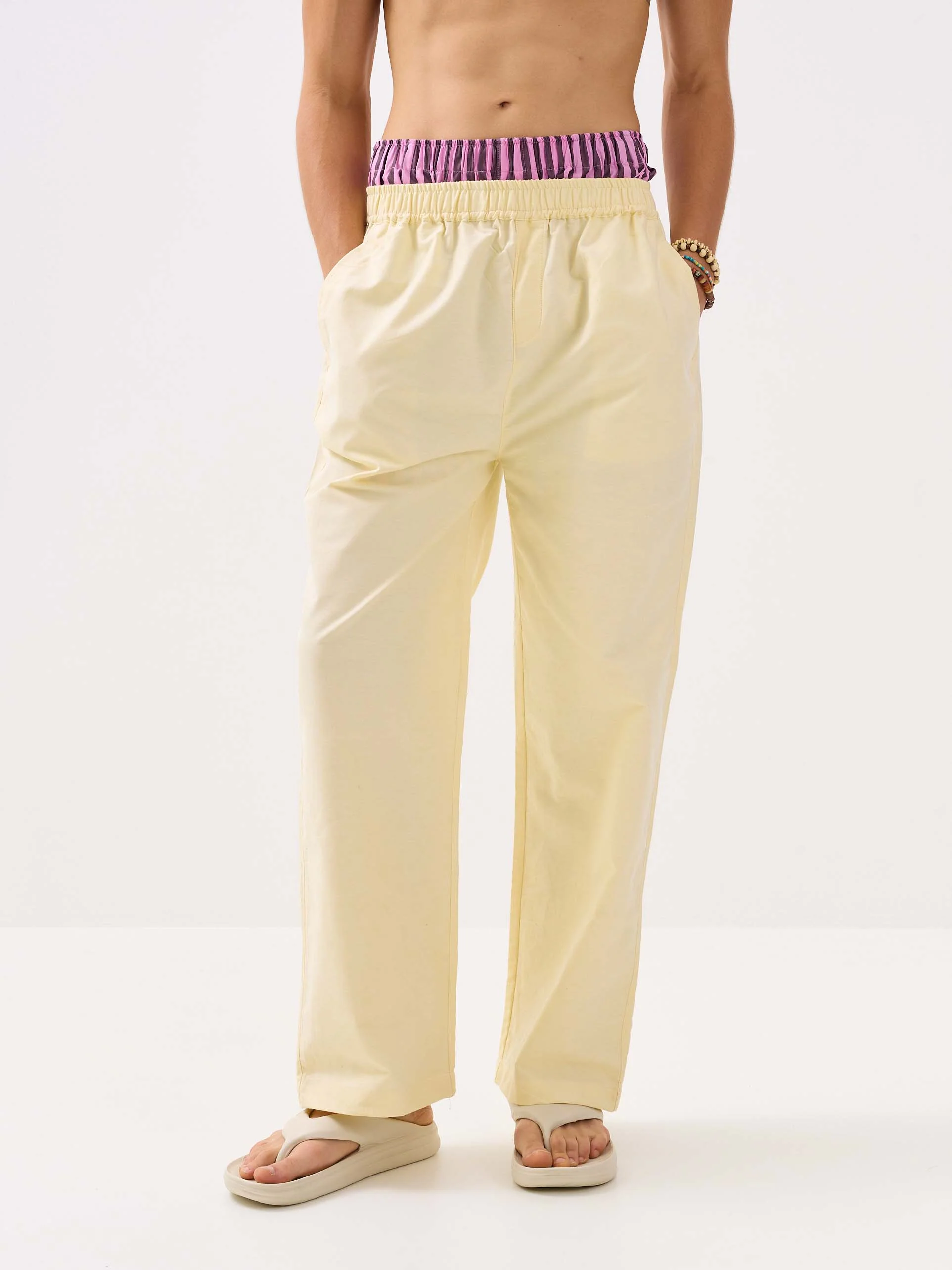 Lemon Yellow Oxford Pull-on Pants - Image 3