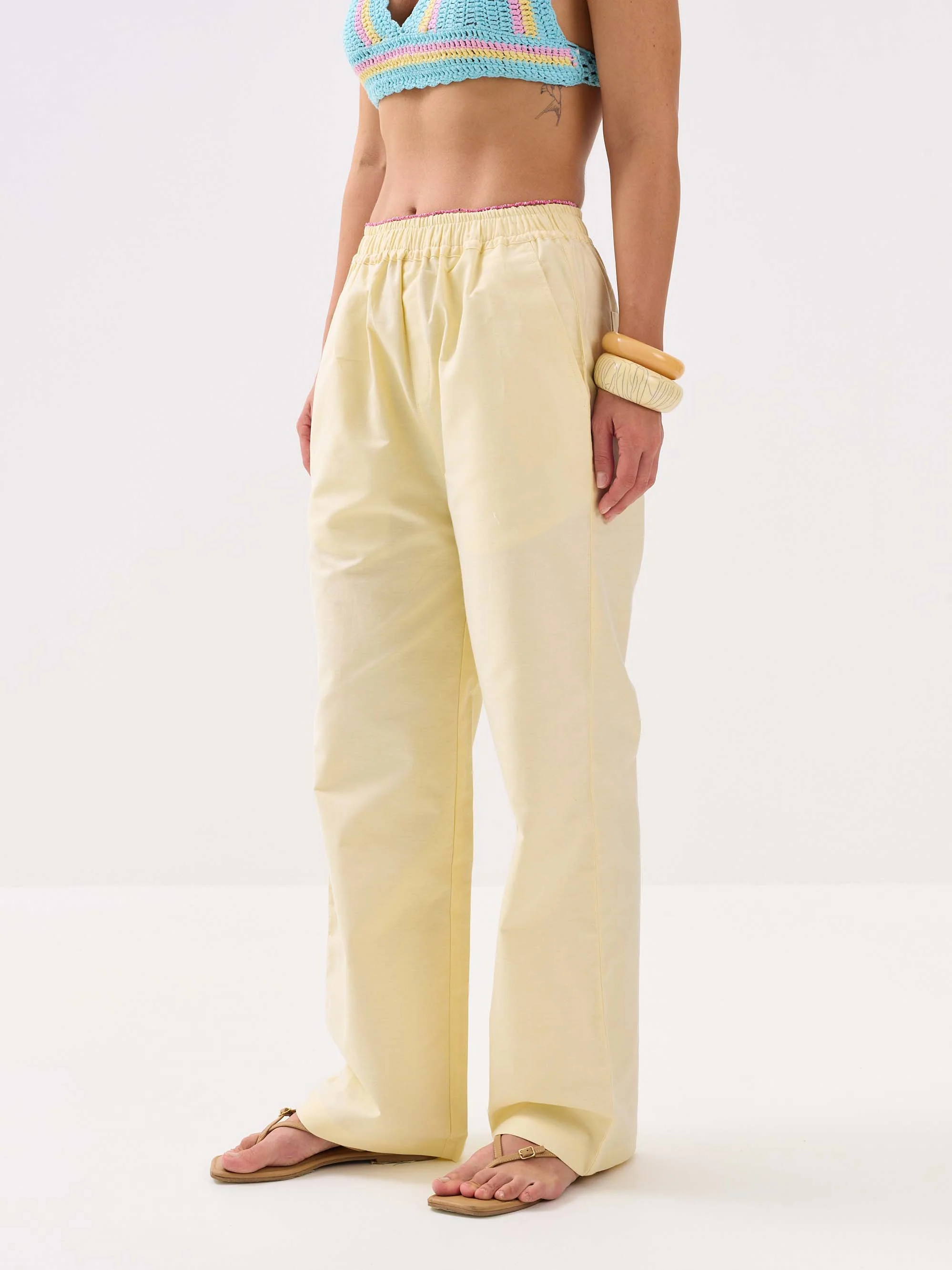 Lemon Yellow Oxford Pull-on Pants - Image 6