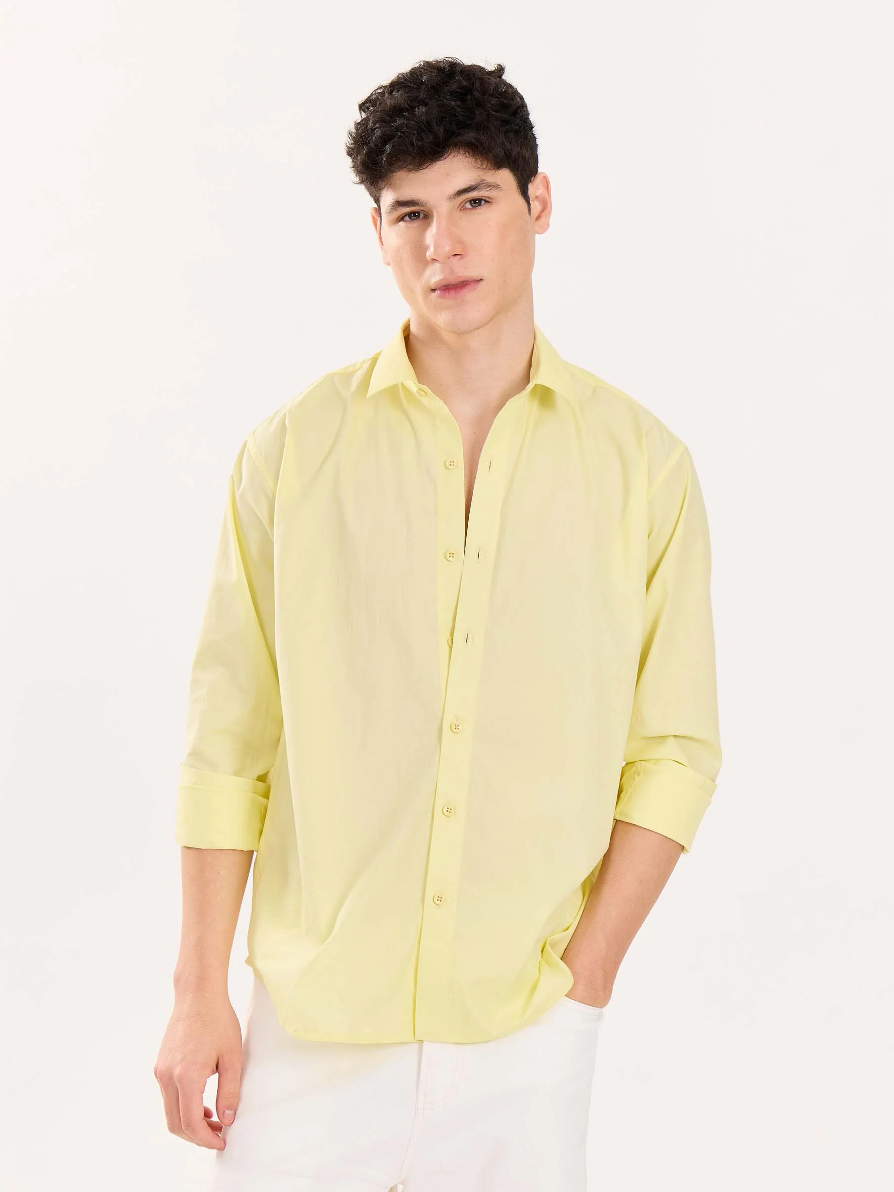Lemon Yellow Poplin Shirt - Image 2