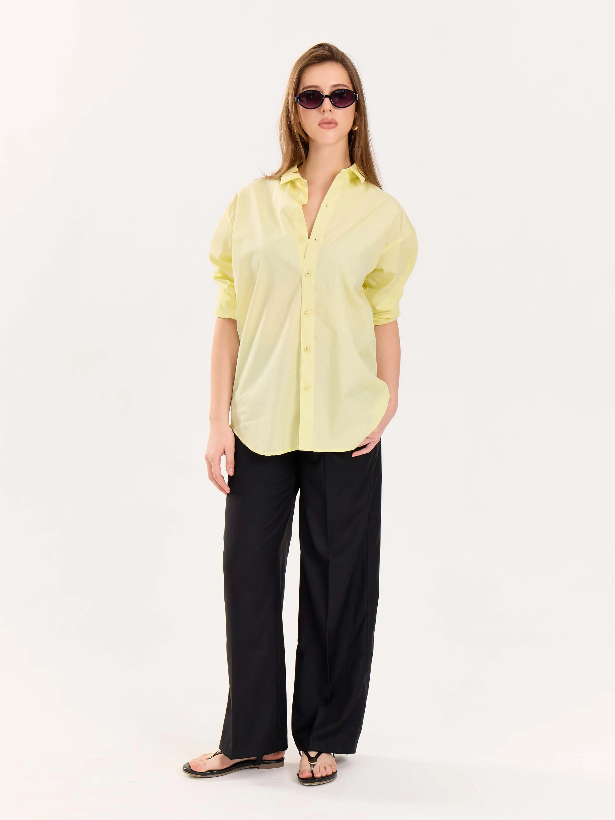 Lemon Yellow Poplin Shirt - Image 3