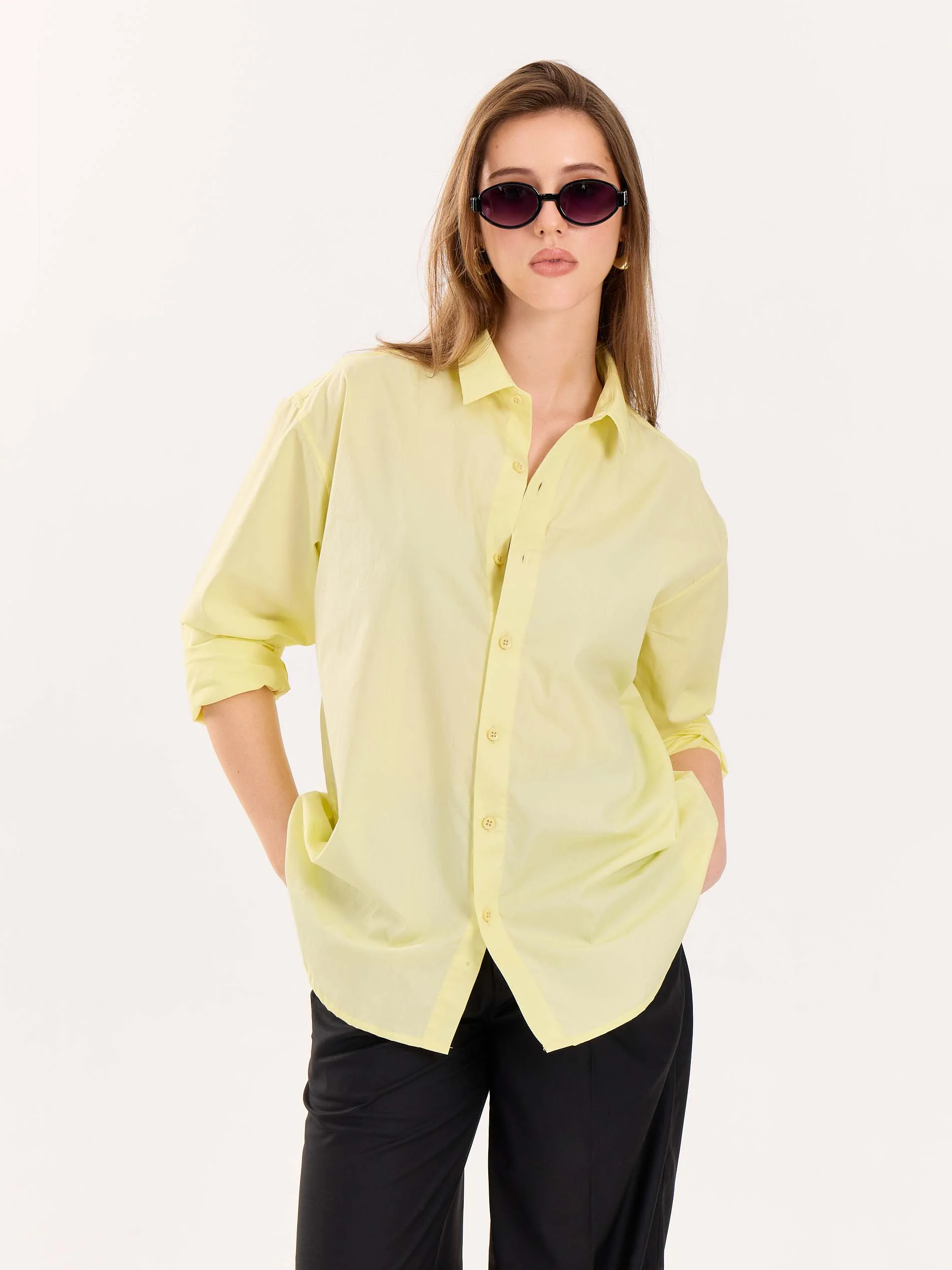 Lemon Yellow Poplin Shirt - Image 4
