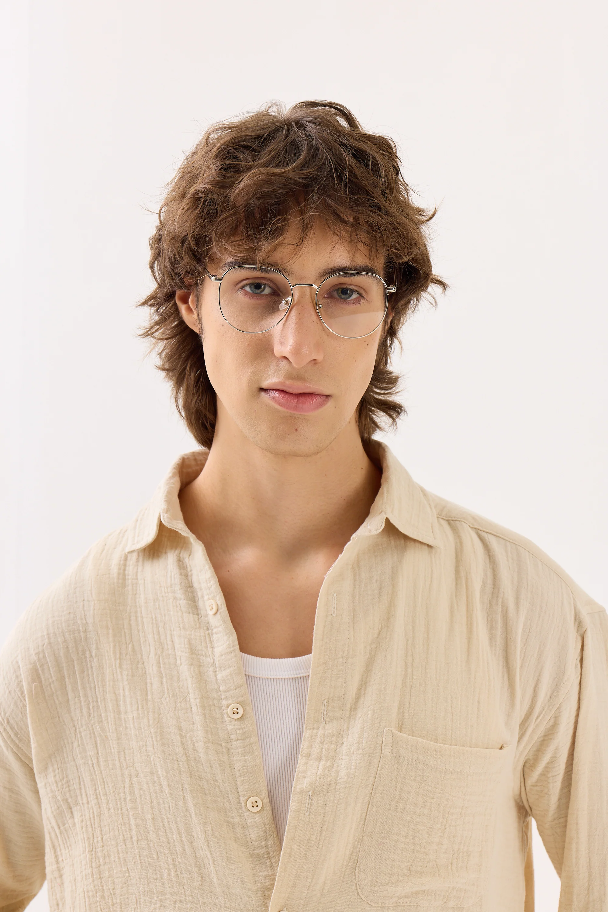 Light Beige Gauze Holiday Shirt - Image 4