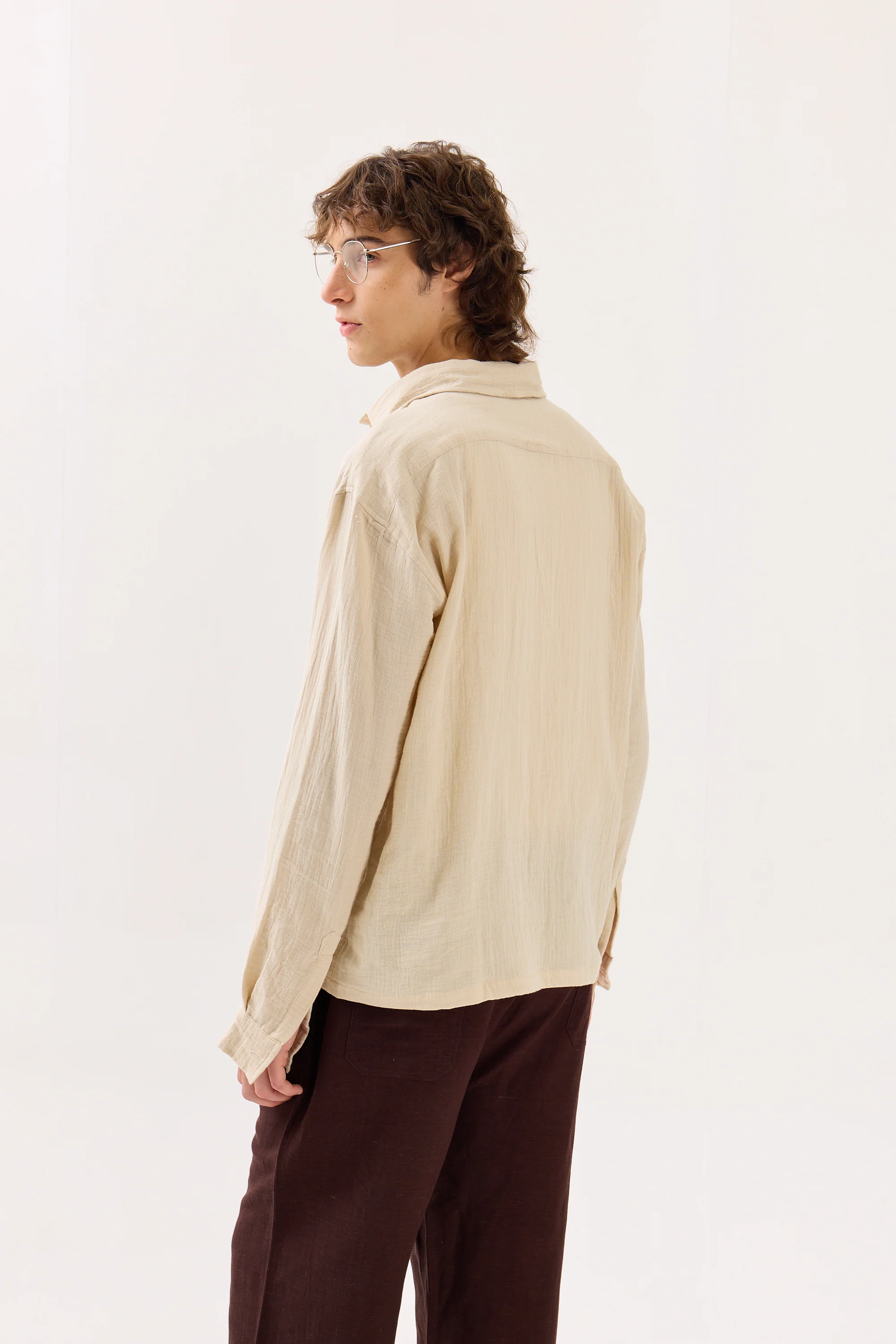 Light Beige Gauze Holiday Shirt - Image 6