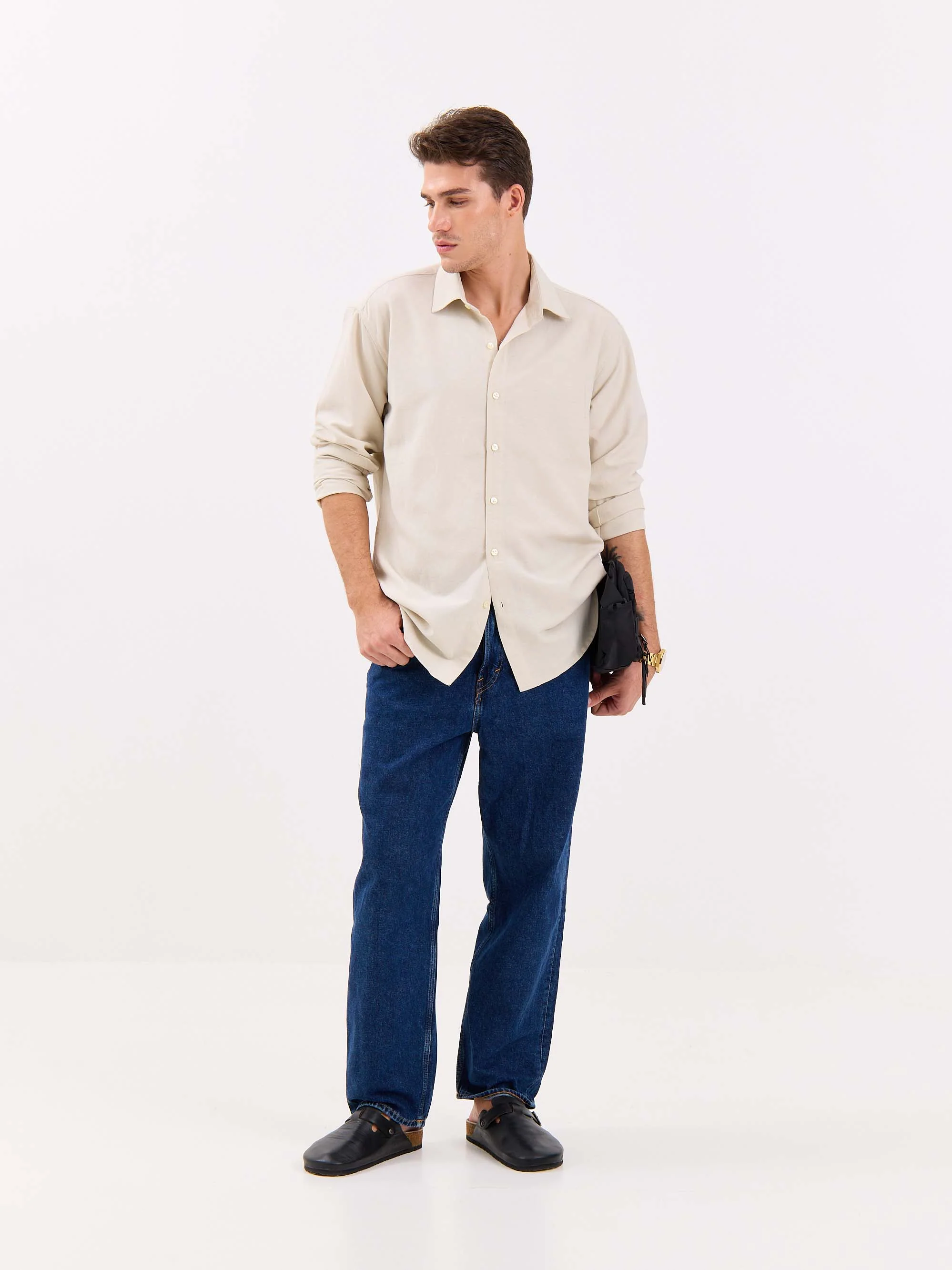 Light Beige Linen-blend Shirt - Image 4