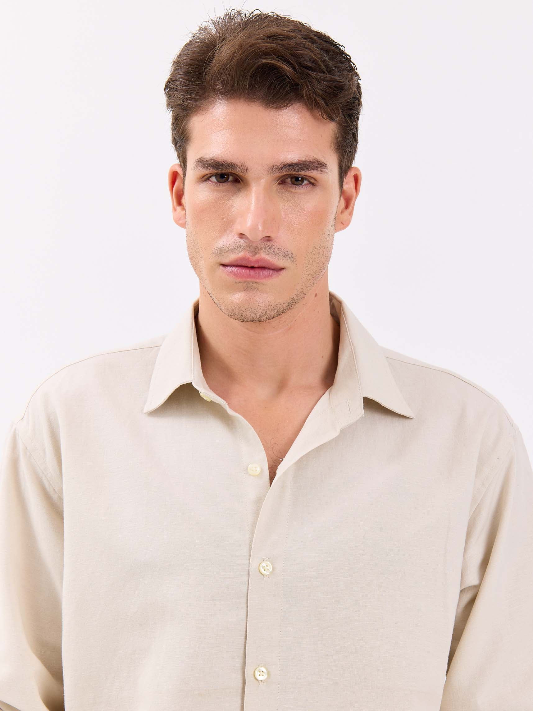 Light Beige Linen-blend Shirt - Image 5